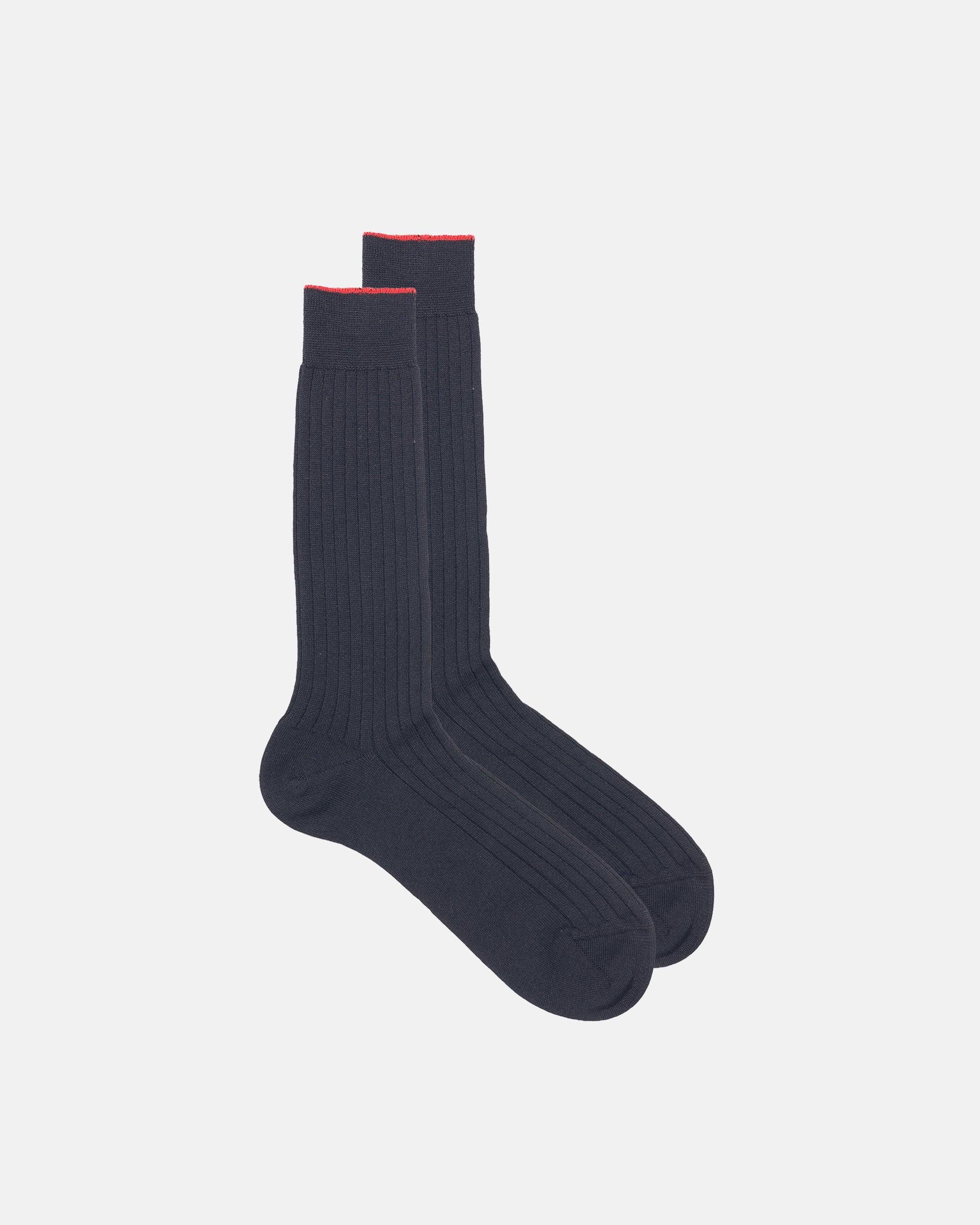 Made-in-Italy Black Mid-Calf Merino Wool Socks