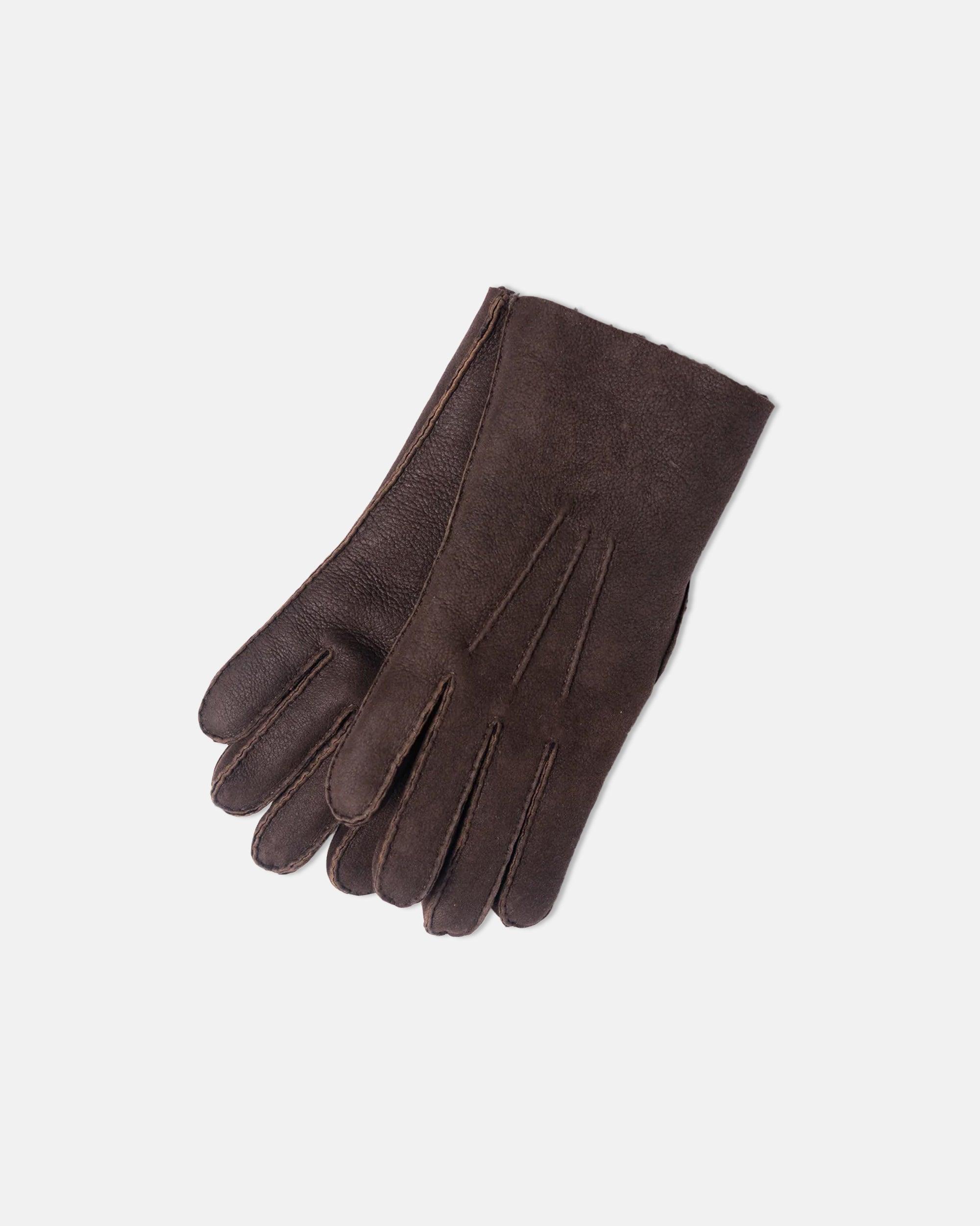 Made-in-England Dark Brown Shearling Gloves