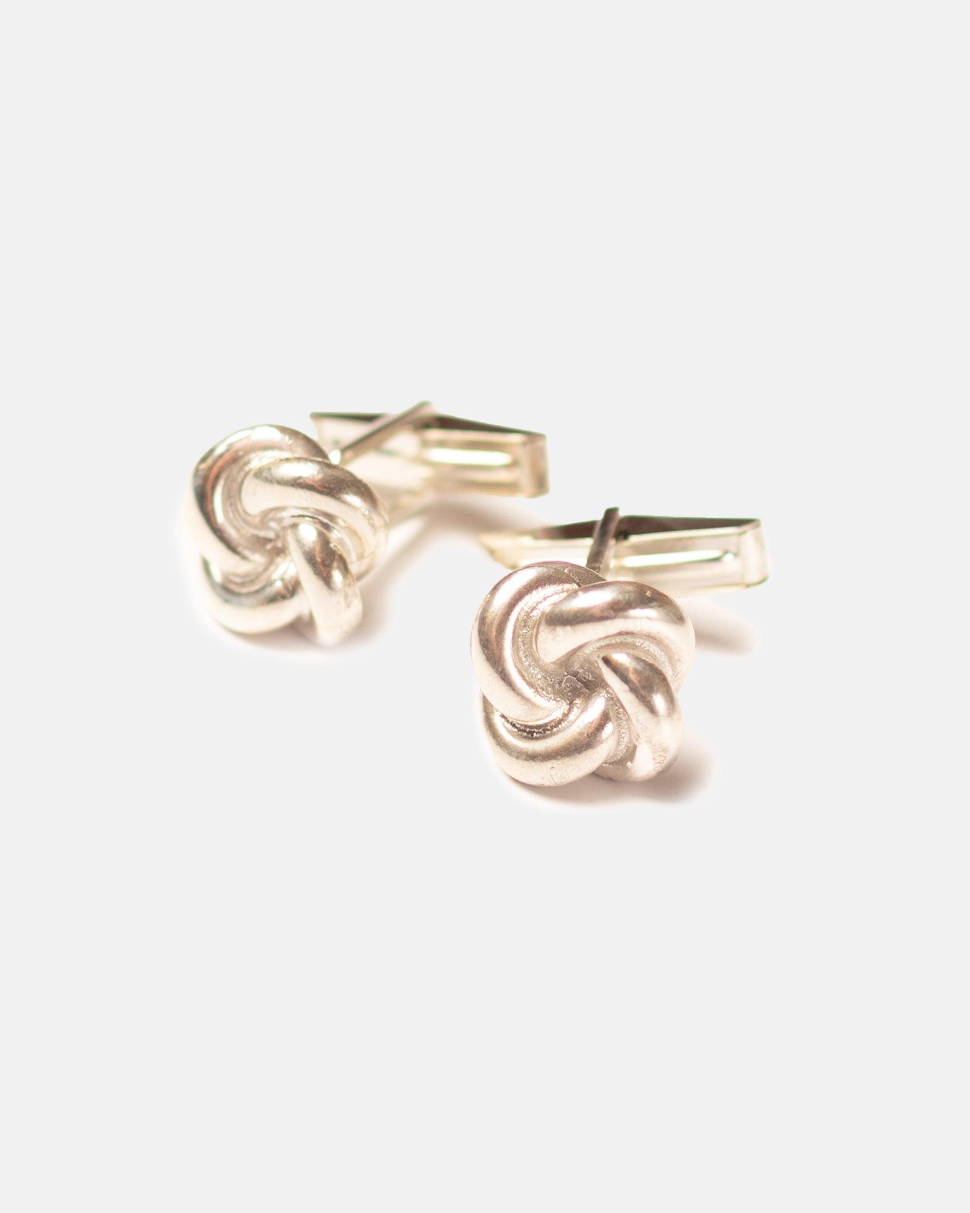 Made-in-USA Silver Finish Monkey's Fist Knot Cufflinks