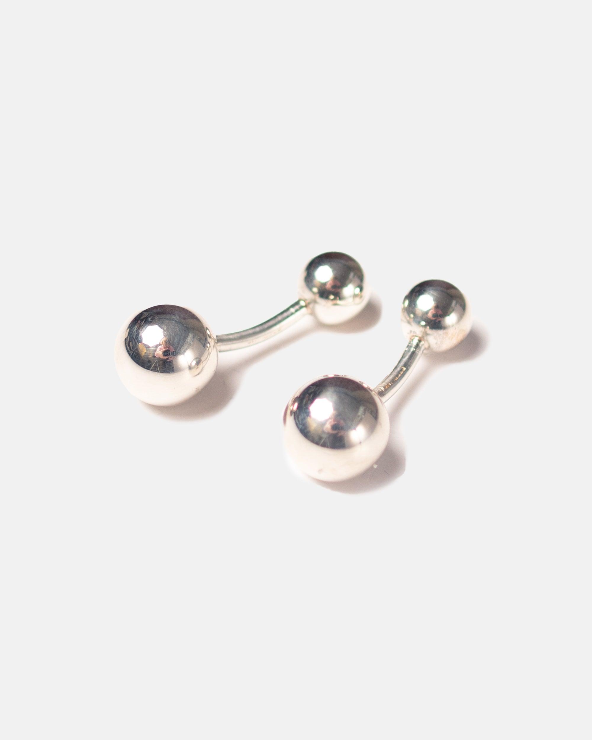 Made-in-USA Silver Finish Double Ball Cufflinks