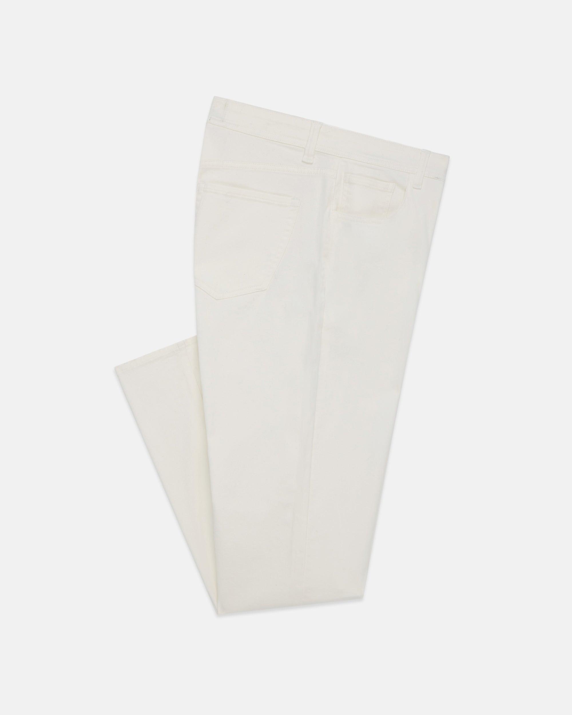 White 5-Pocket Cotton Twill Pant