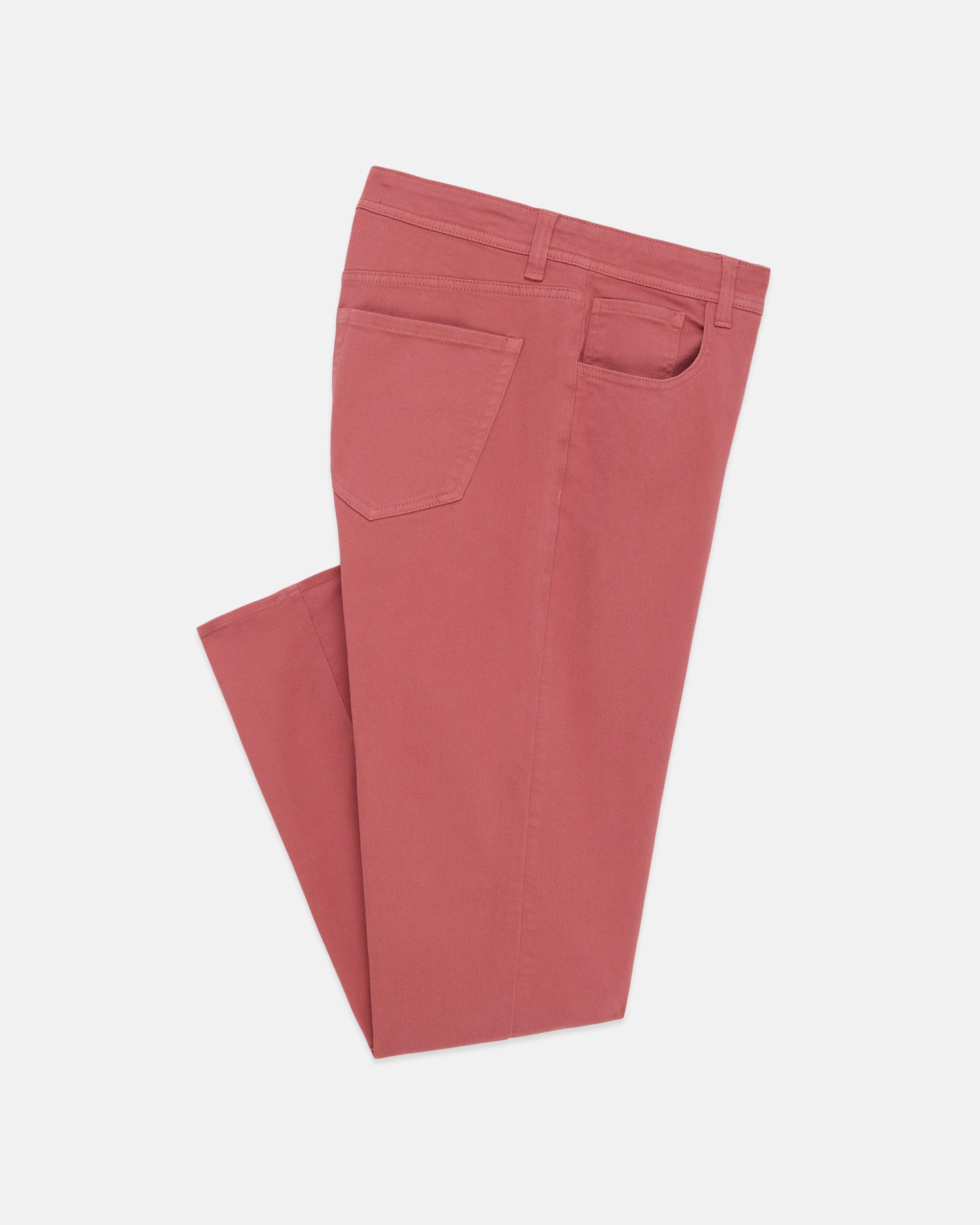 Faded Red 5-Pocket Cotton Twill Pant