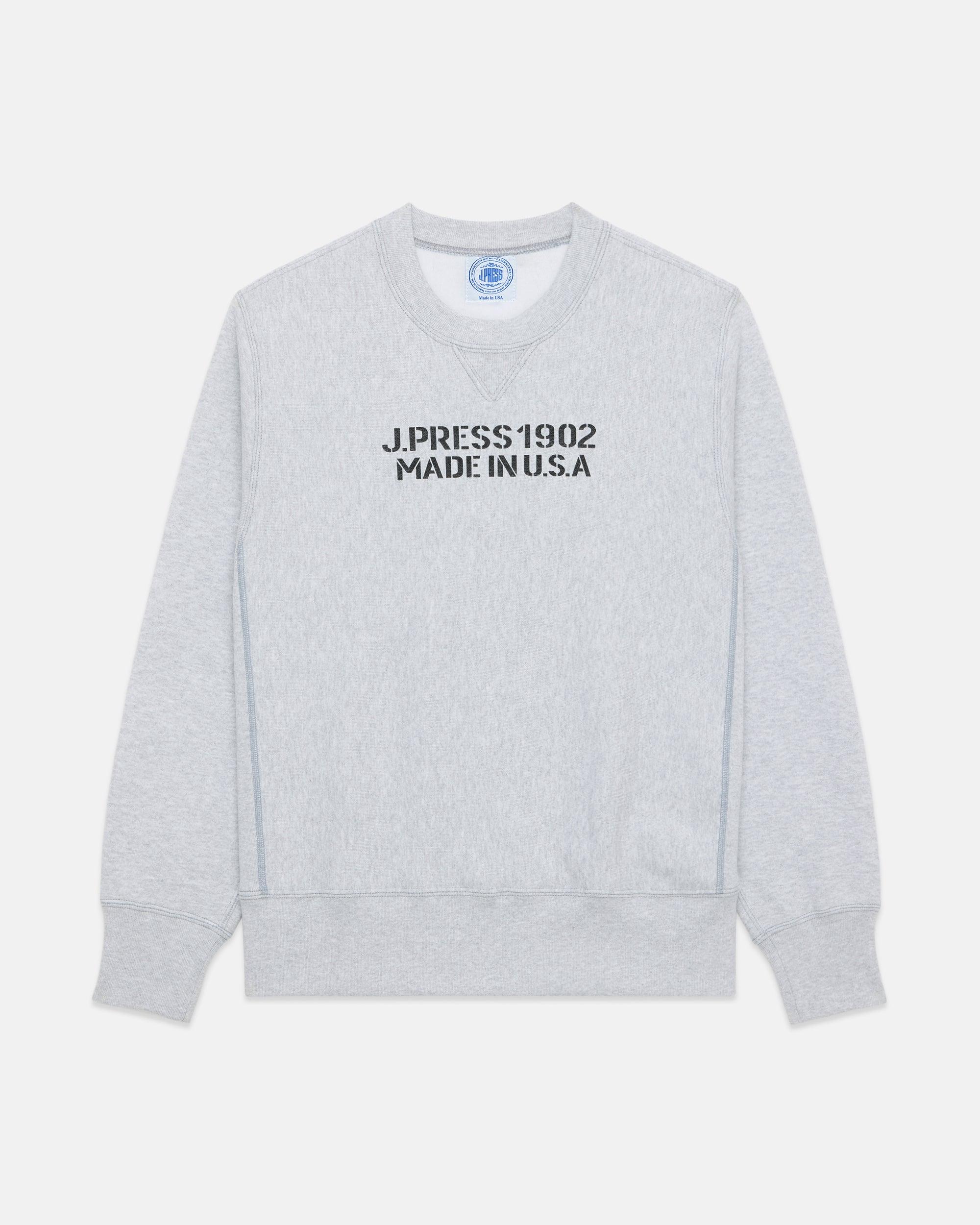 Made-in-USA Grey J. Press 1902 Stencil Sweatshirt