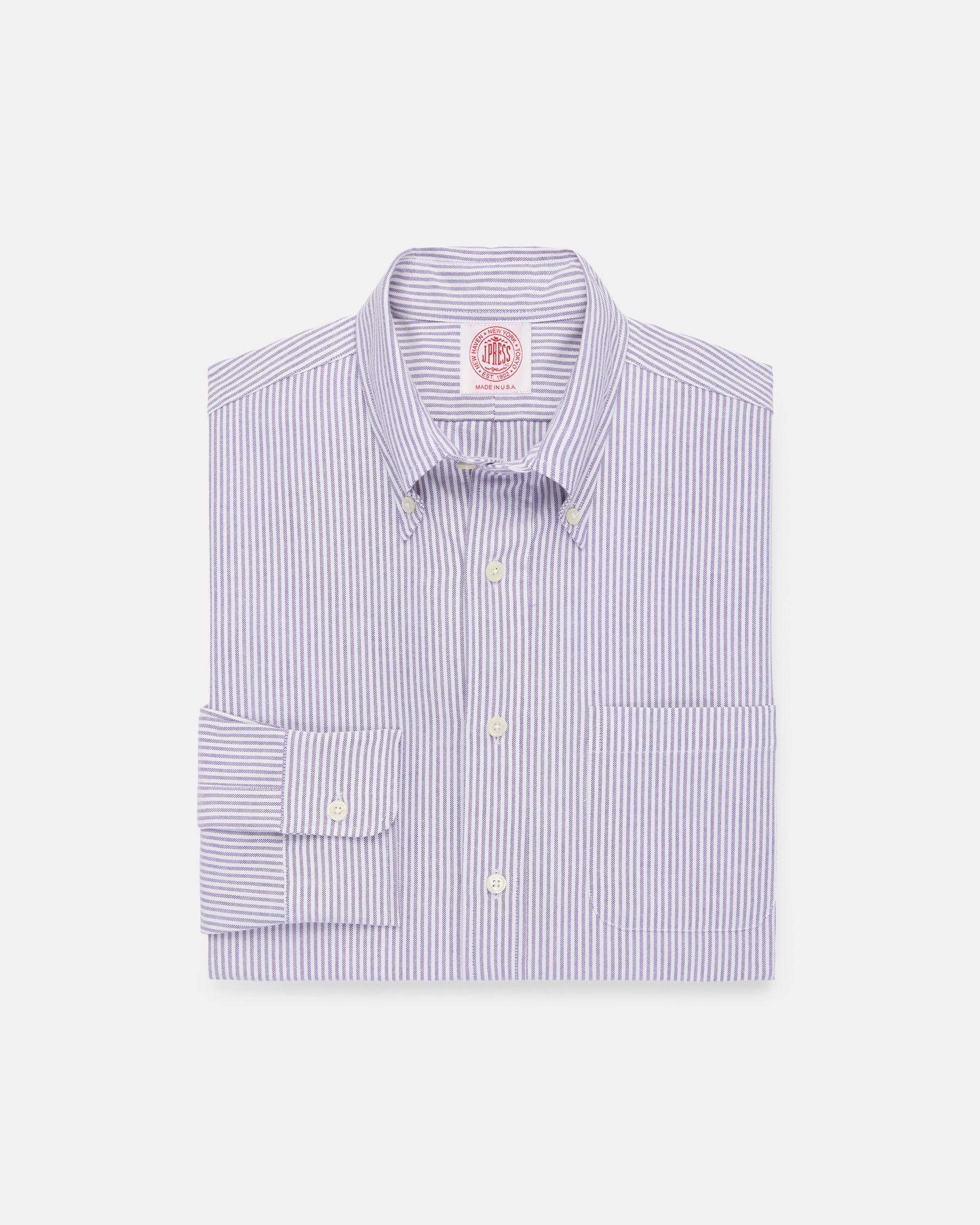 Made-in-USA Purple University Stripe Oxford Cloth Shirt - Classic Fit