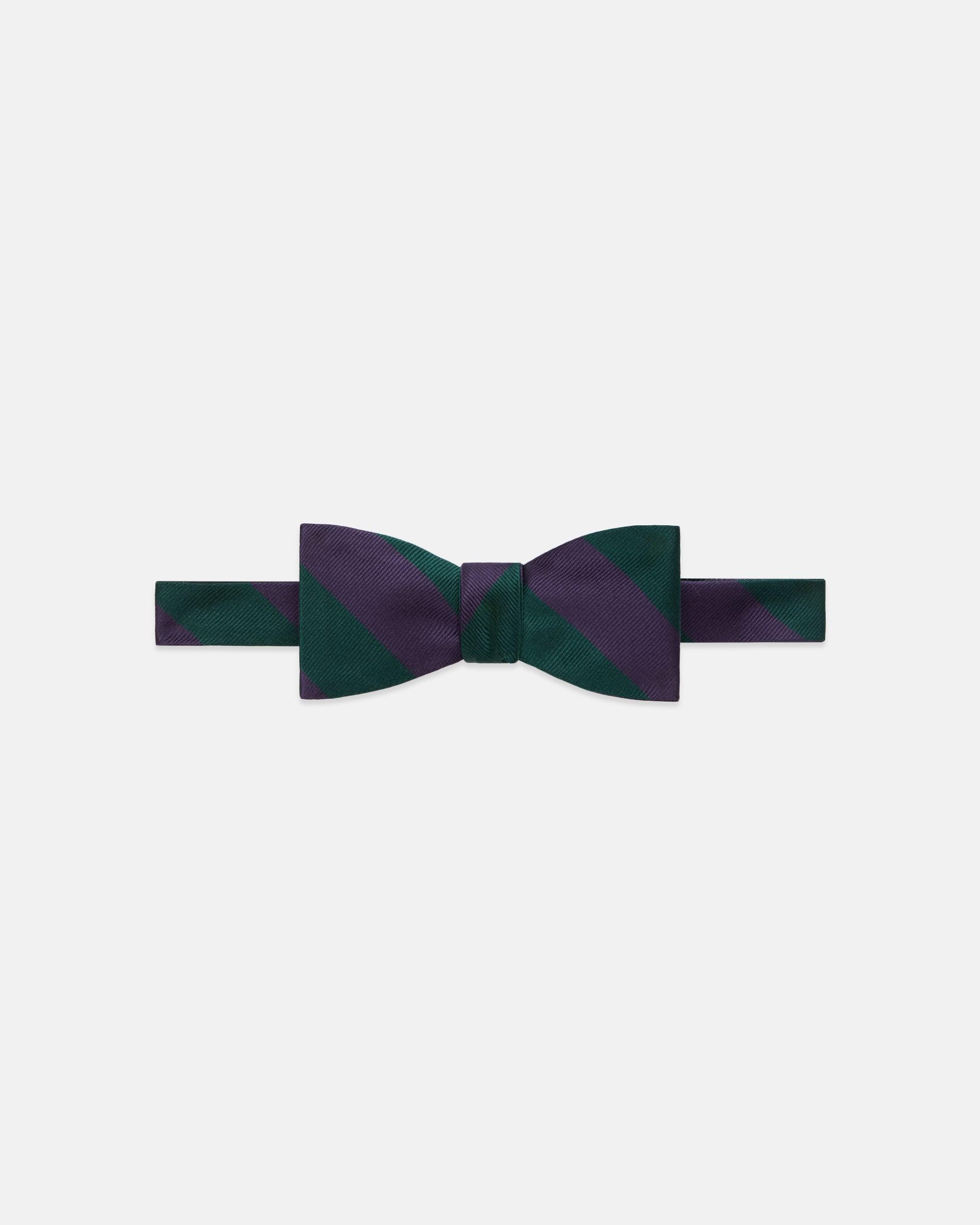 Made-in-USA Green & Purple Guard Stripe Repp Bow Tie