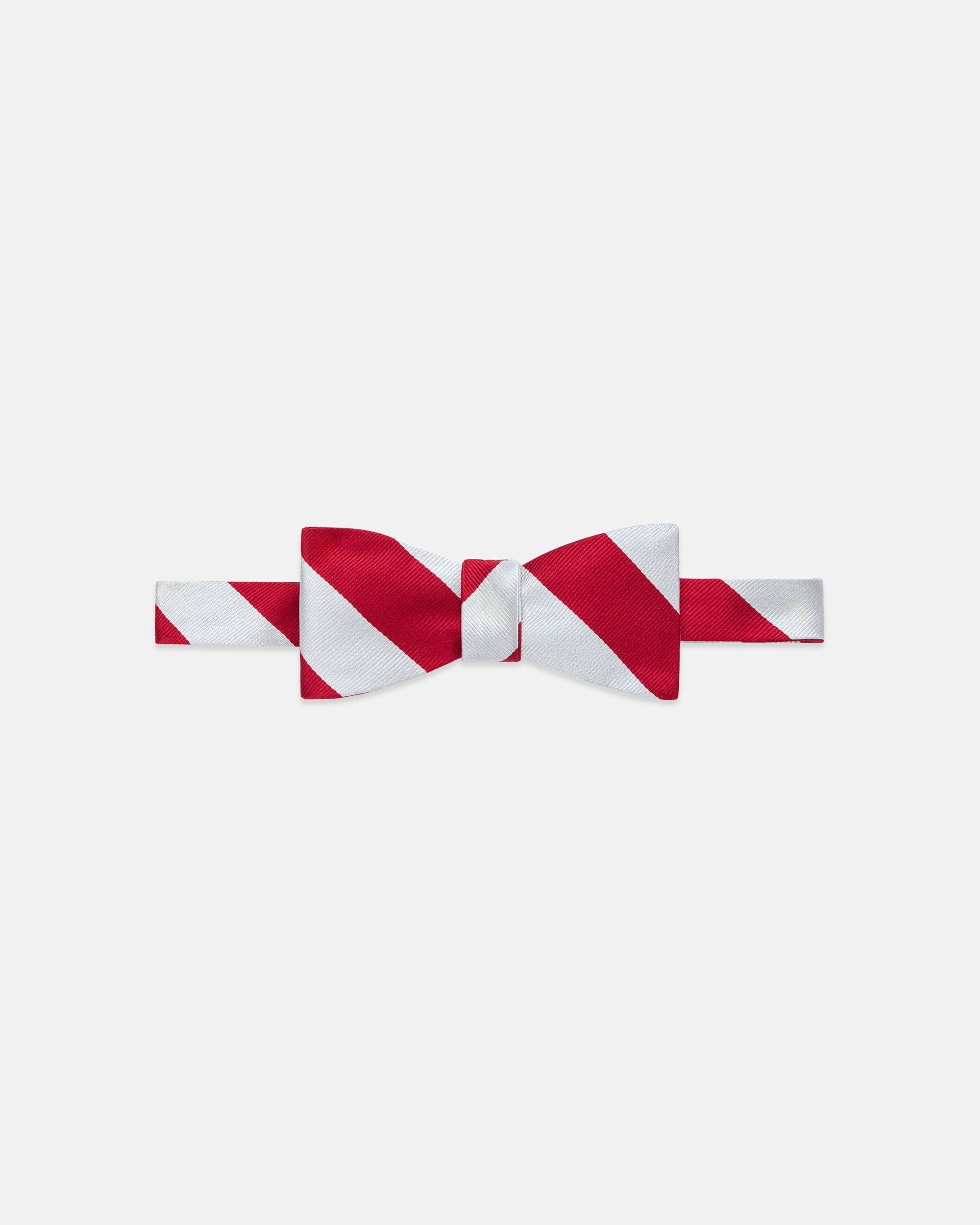 Made-in-USA Red & White Guard Stripe Repp Bow Tie