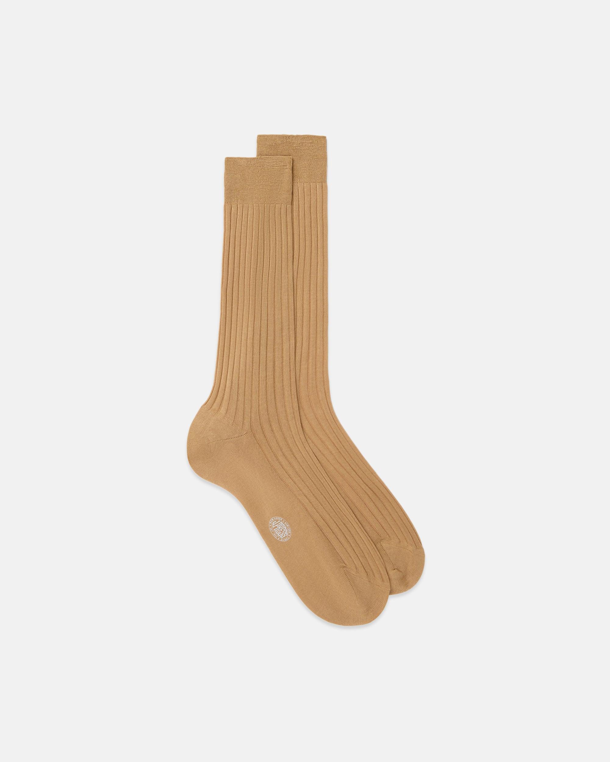 Made-in-Italy Camel Cotton Mid-Calf Socks