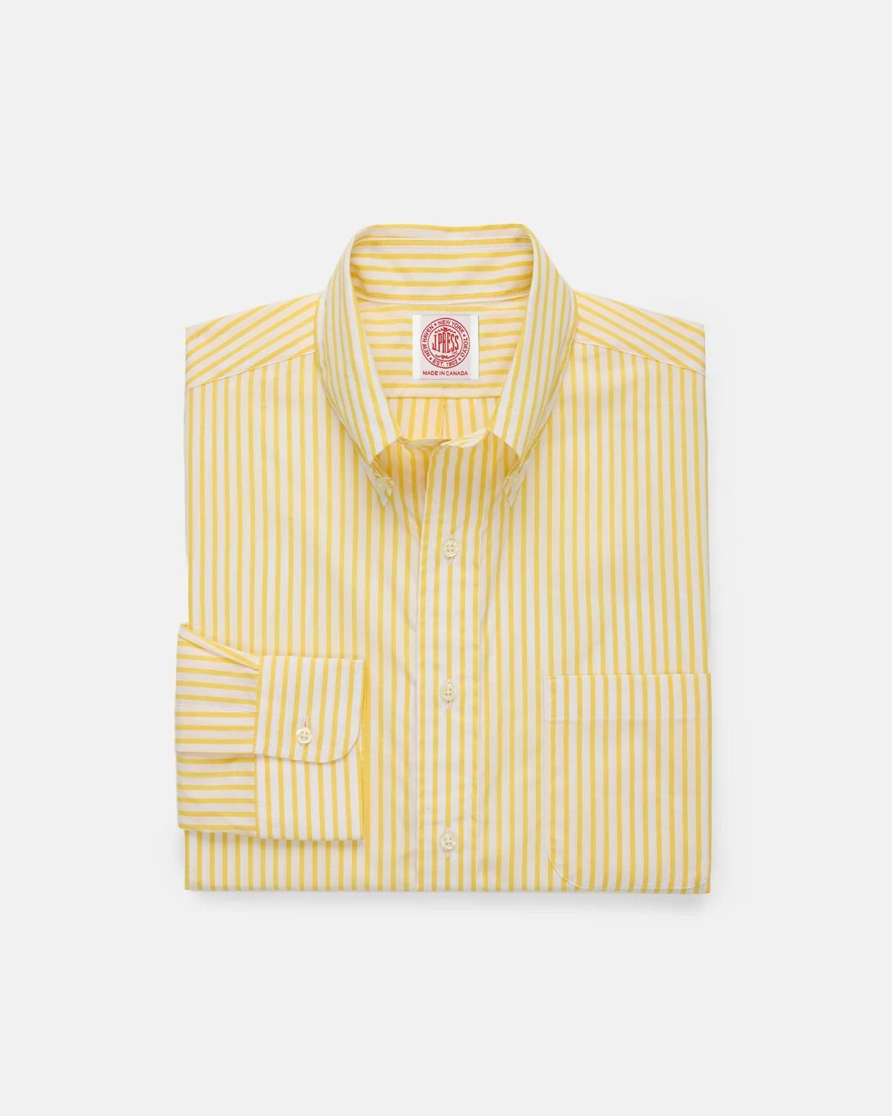 Made-in-Canada Yellow Butcher Stripe Button Down Shirt