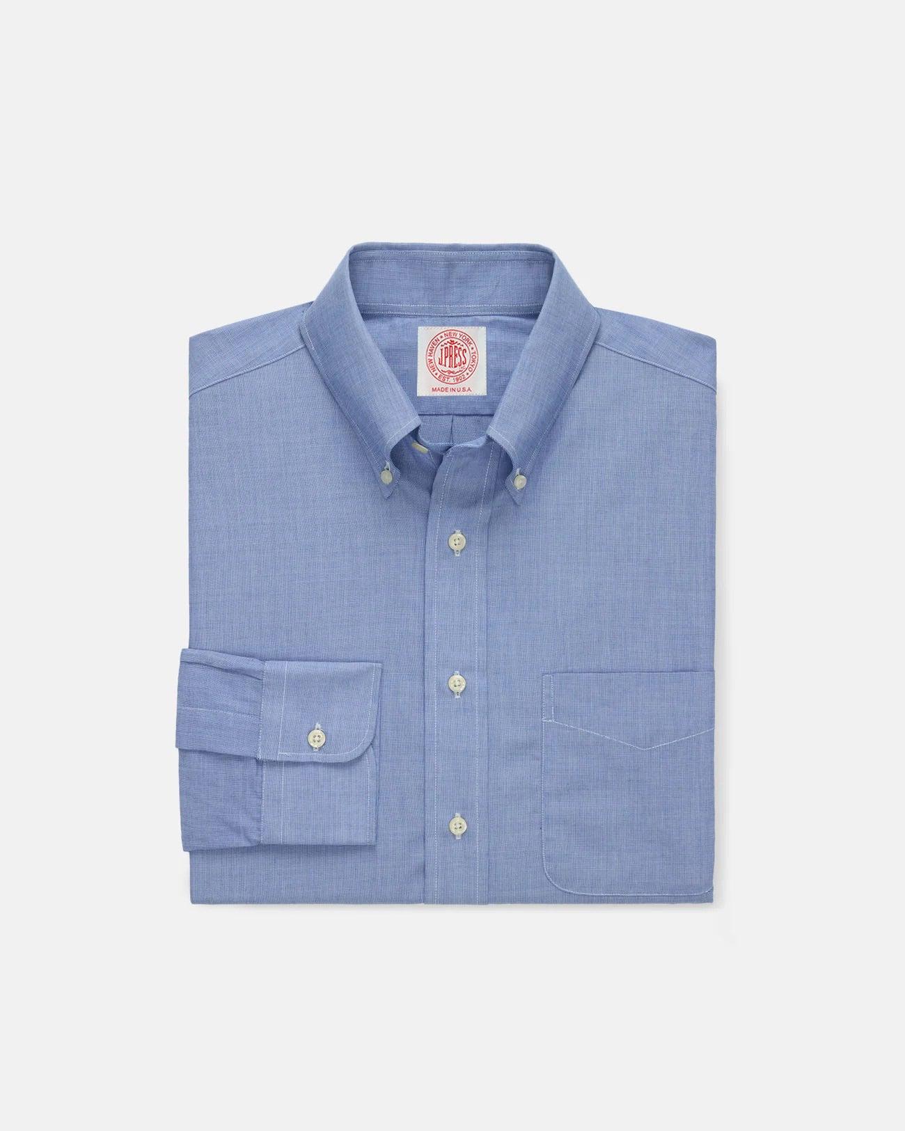 Made-in-USA Blue End-On-End Button Down Shirt - Classic Fit