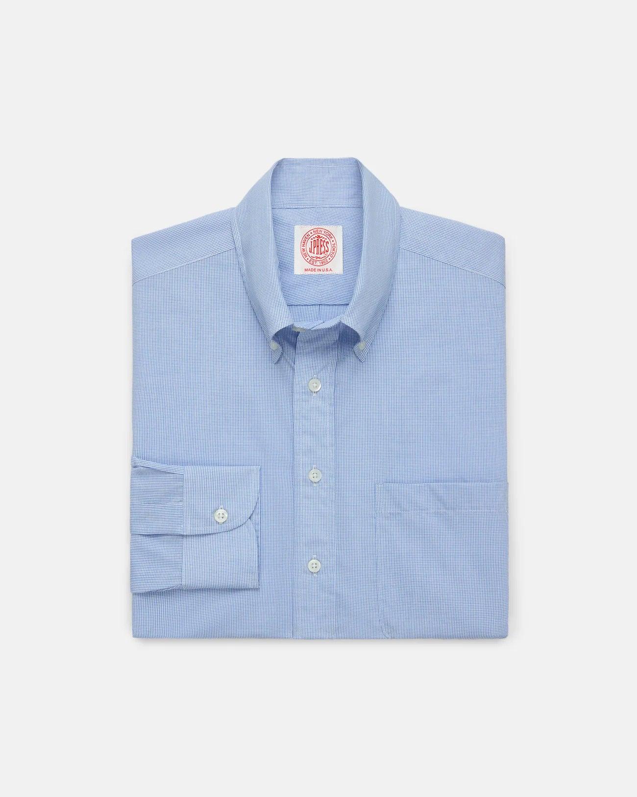 Made-in-Canada Dark Blue Mini Tattersall Button Down Shirt - Classic Fit