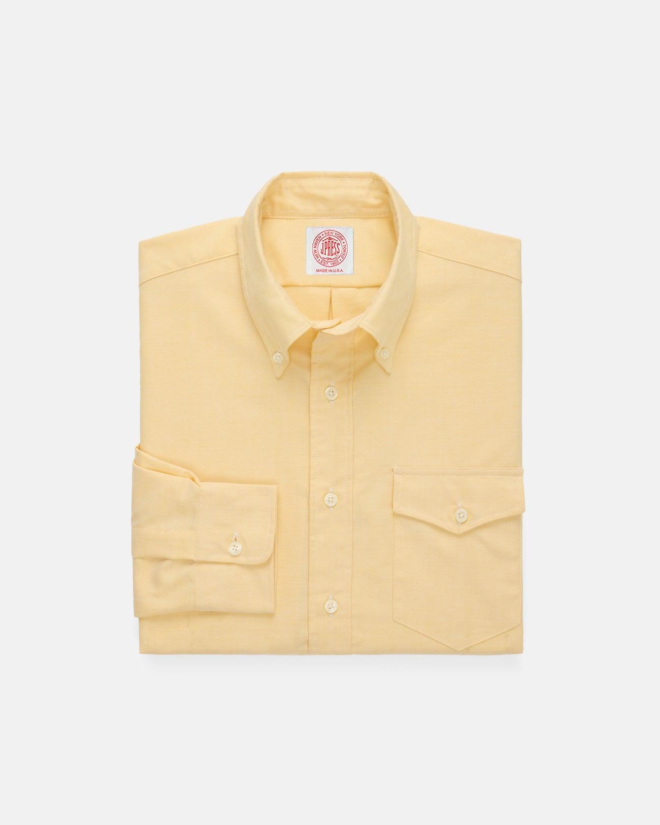Made-in-USA Flap Pocket Yellow Oxford Cloth Button Down Sportshirt - Classic Fit