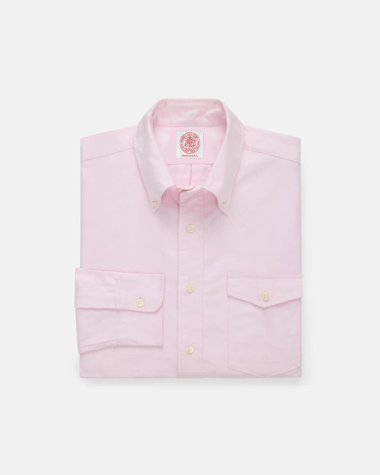 Made-in-USA Flap Pocket Pink Oxford Cloth Button Down Sport Shirt - Classic Fit