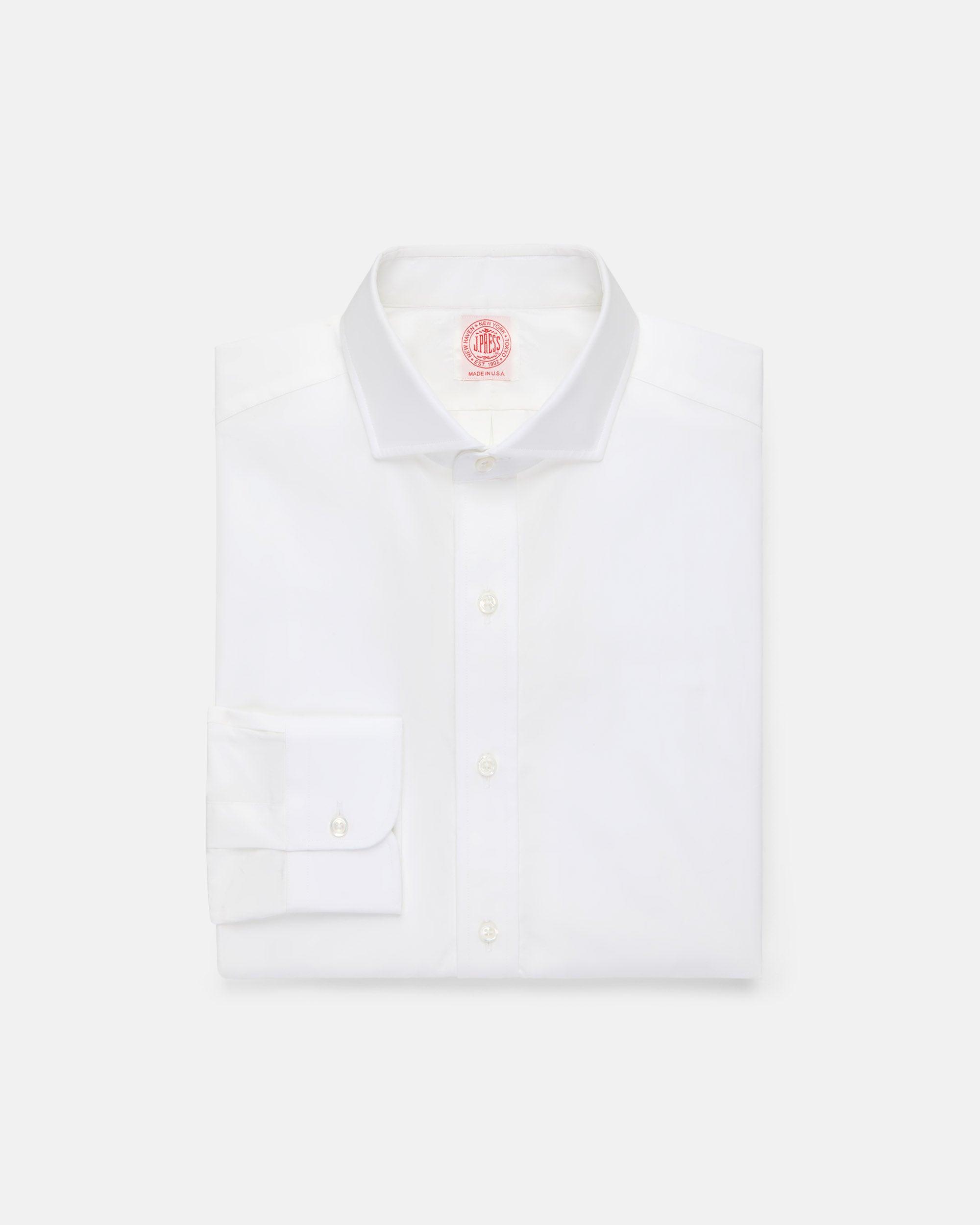 Made-in-USA Thomas Mason White Cutaway Collar Dress Shirt - Classic Fit