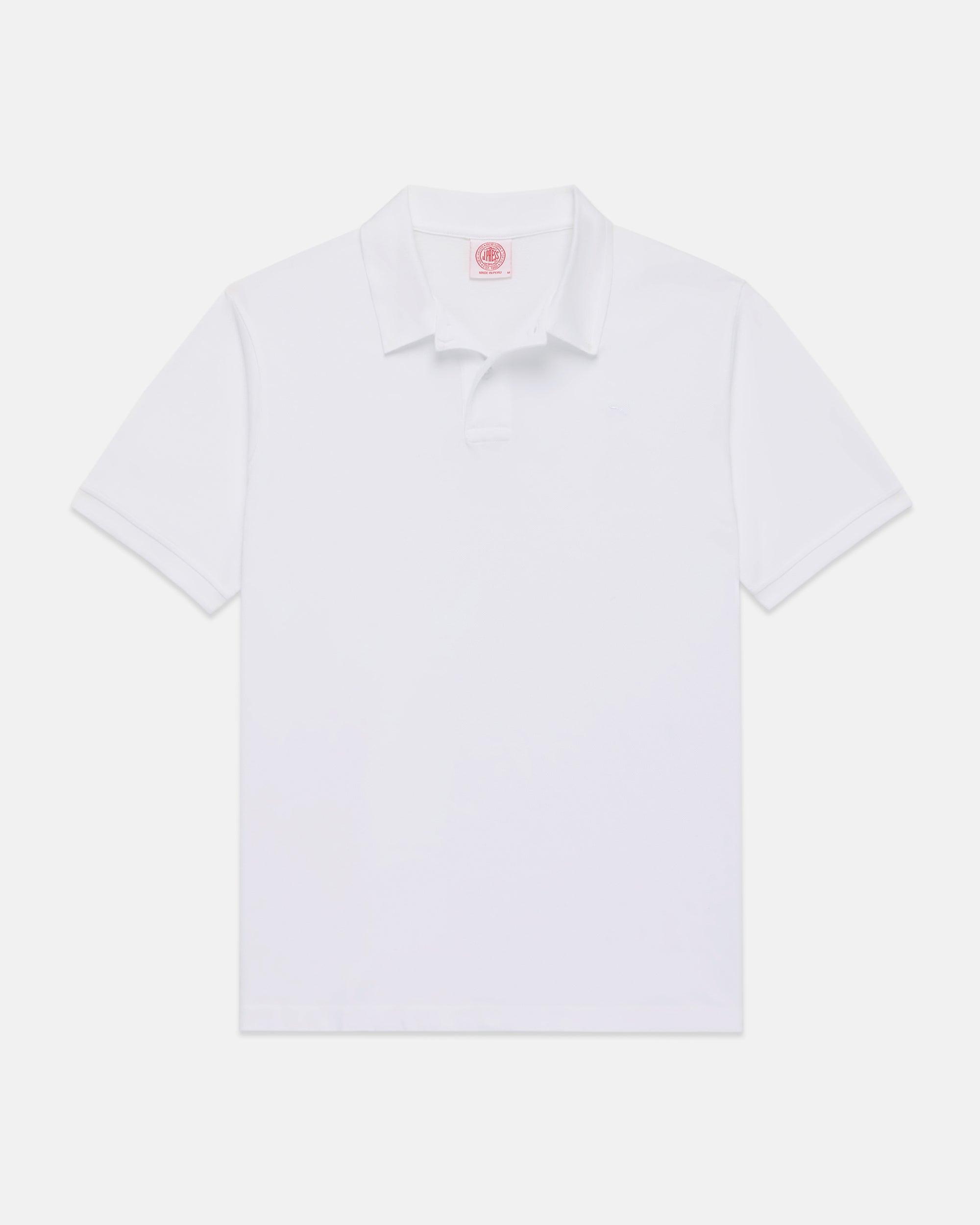 White Cotton Pique Polo
