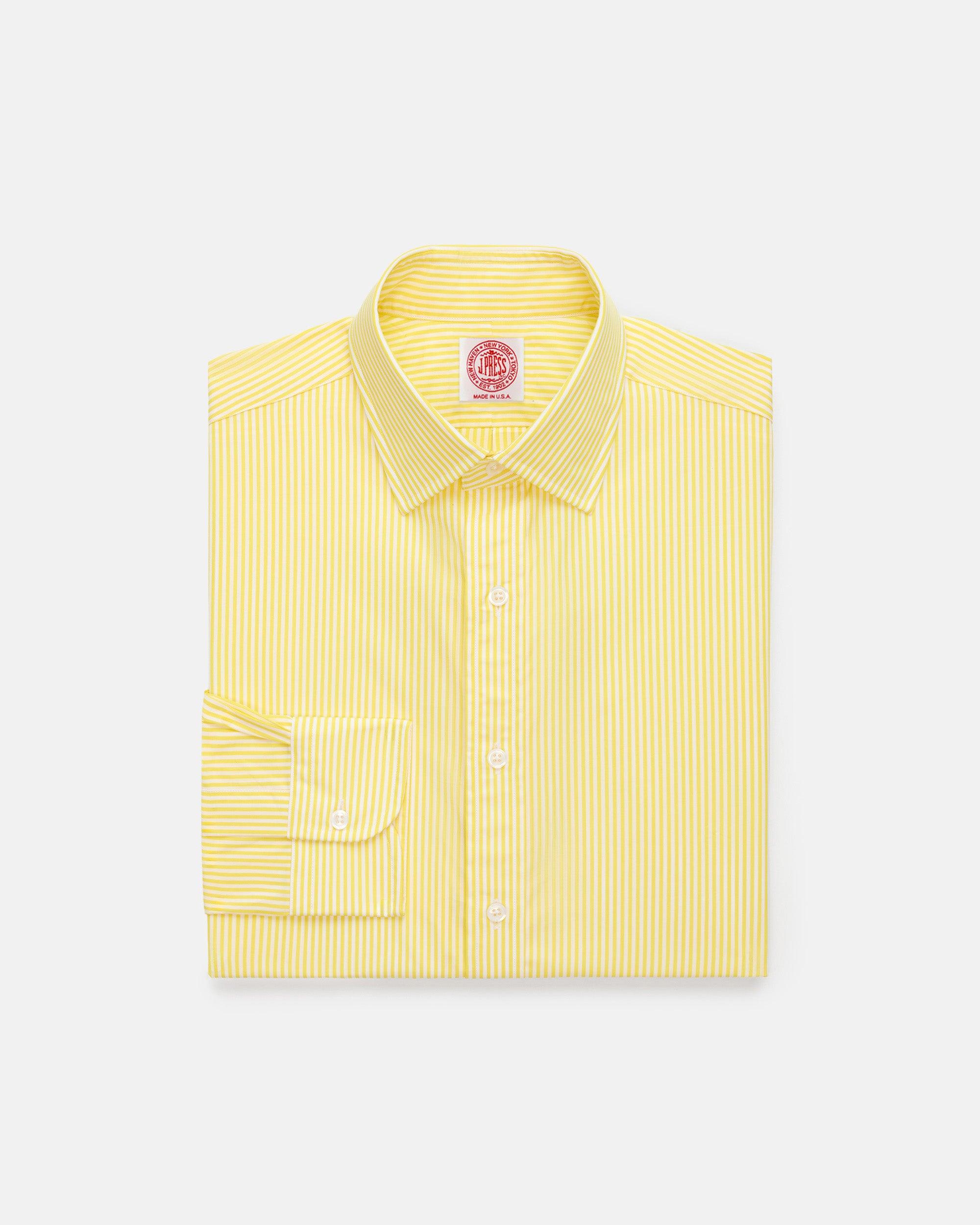 Made-in-USA Thomas Mason Yellow Bengal Stripe Spread Collar Dress Shirt - Classic Fit