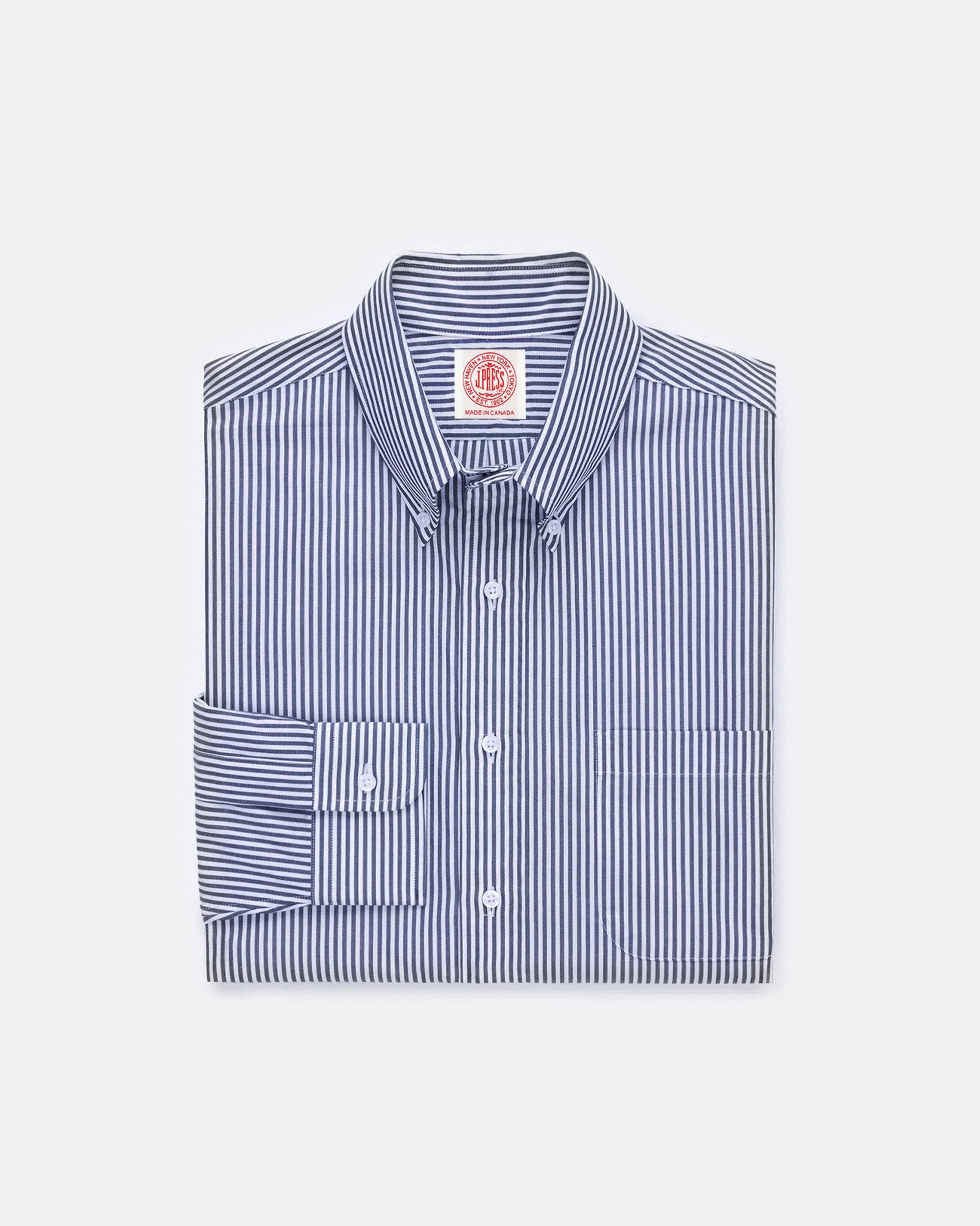 Made-in-Canada Navy Bengal Stripe Button Down Shirt - Classic Fit