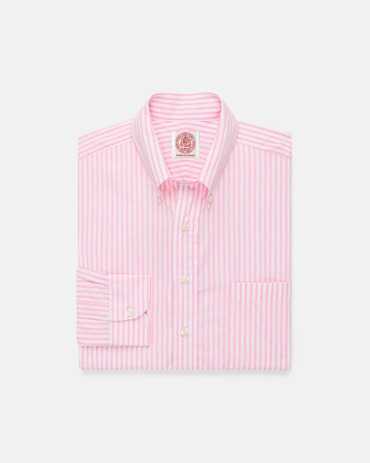 Made-in-Canada Pink Butcher Stripe Button Down Shirt