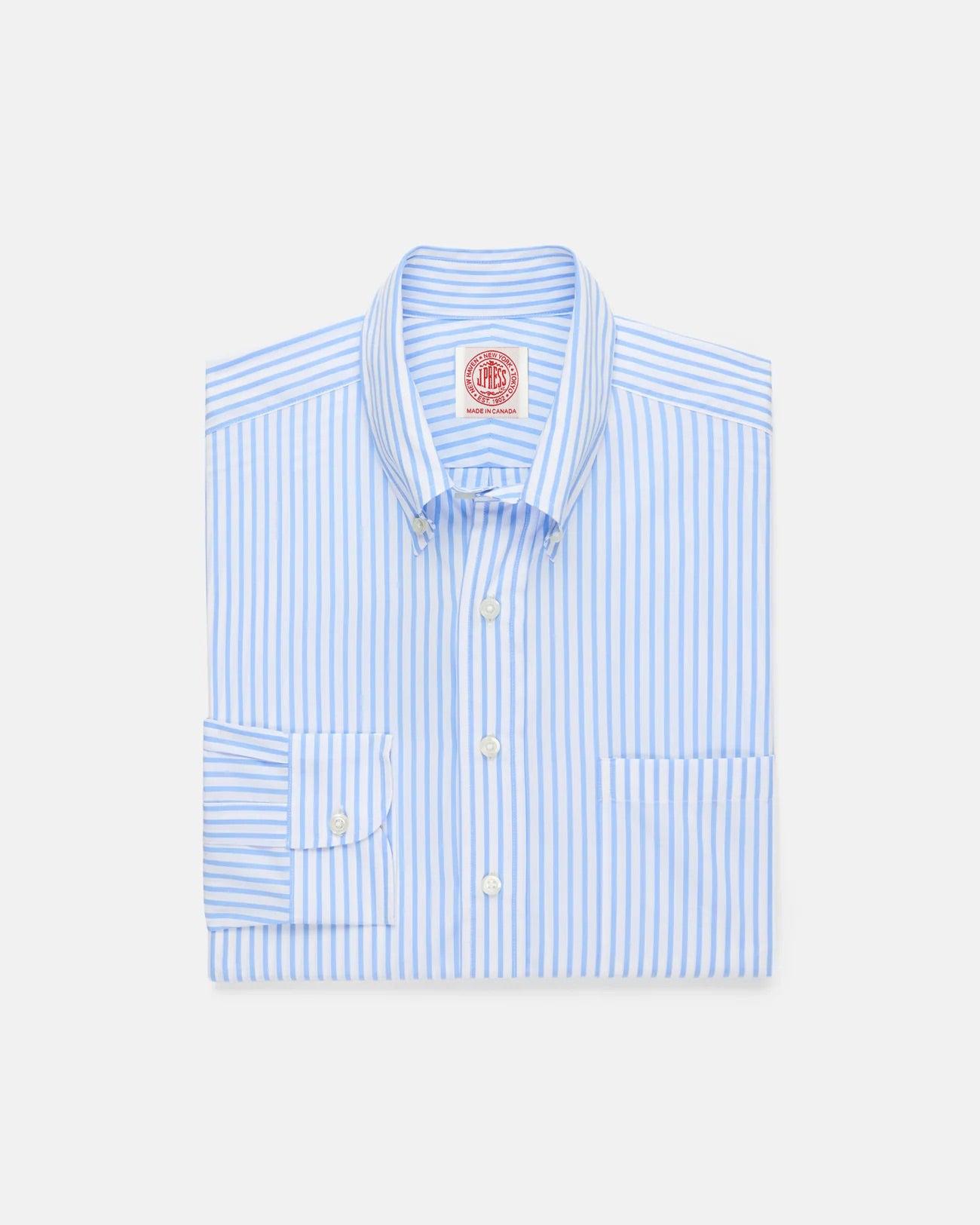Made-in-Canada Light Blue Butcher Stripe Button Down Shirt