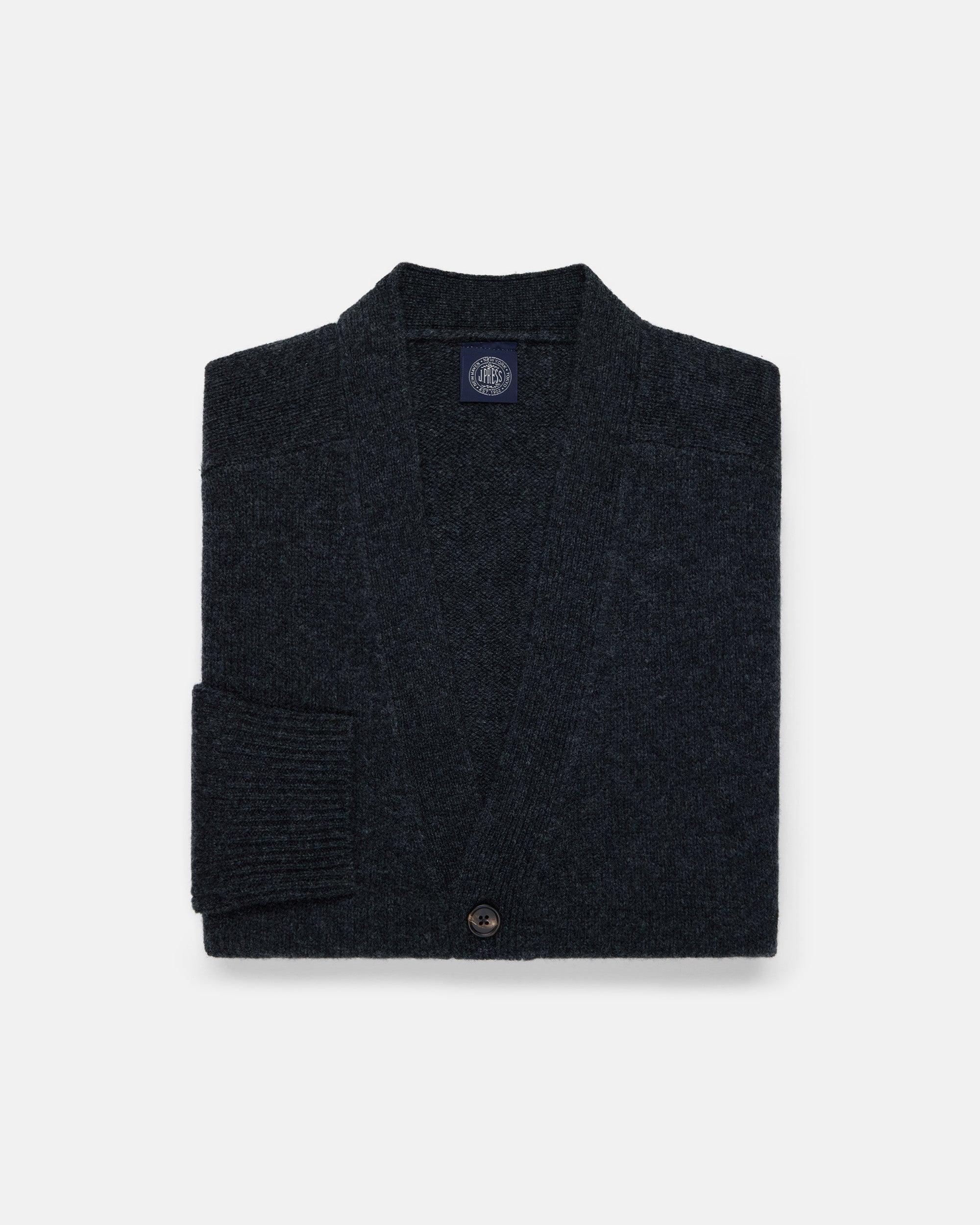 Charcoal Lambswool Cardigan Sweater
