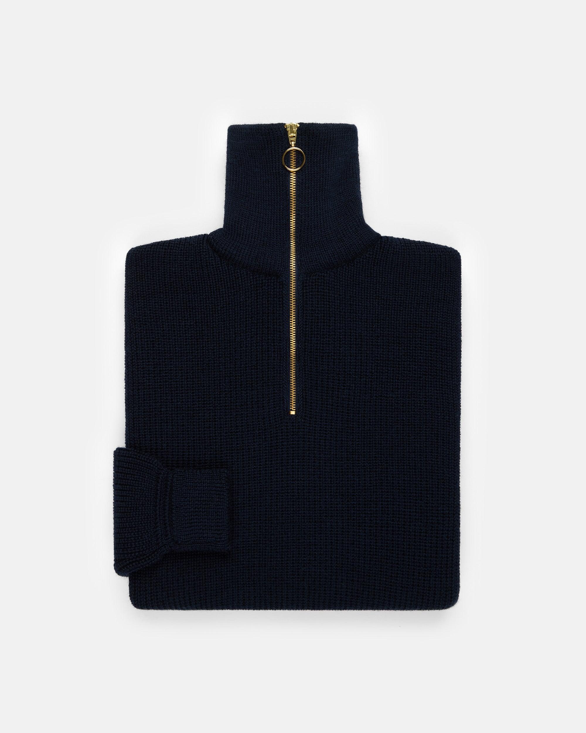 Made-in-Germany Navy Merino Wool Skipper Sweater