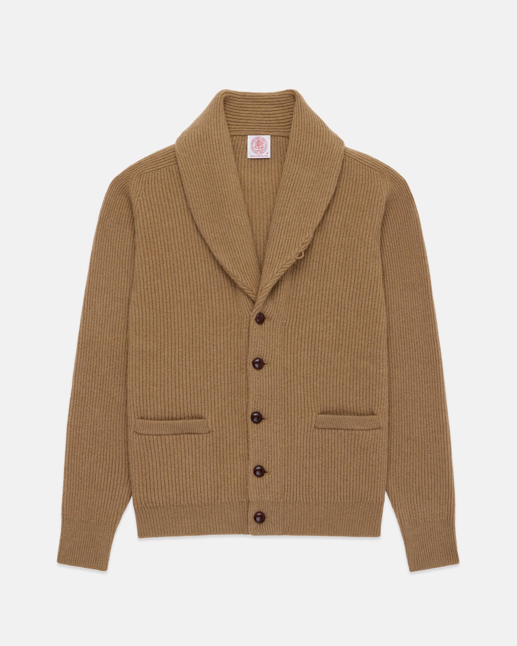 Made-in-Scotland Shawl Collar Camelhair Cardigan