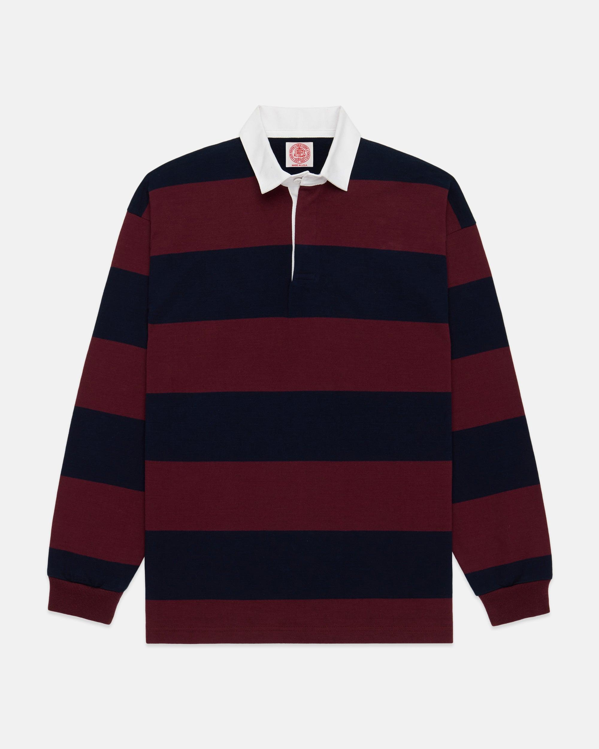 Made-in-USA Navy & Burgundy Guard Stripe Cotton Rugby