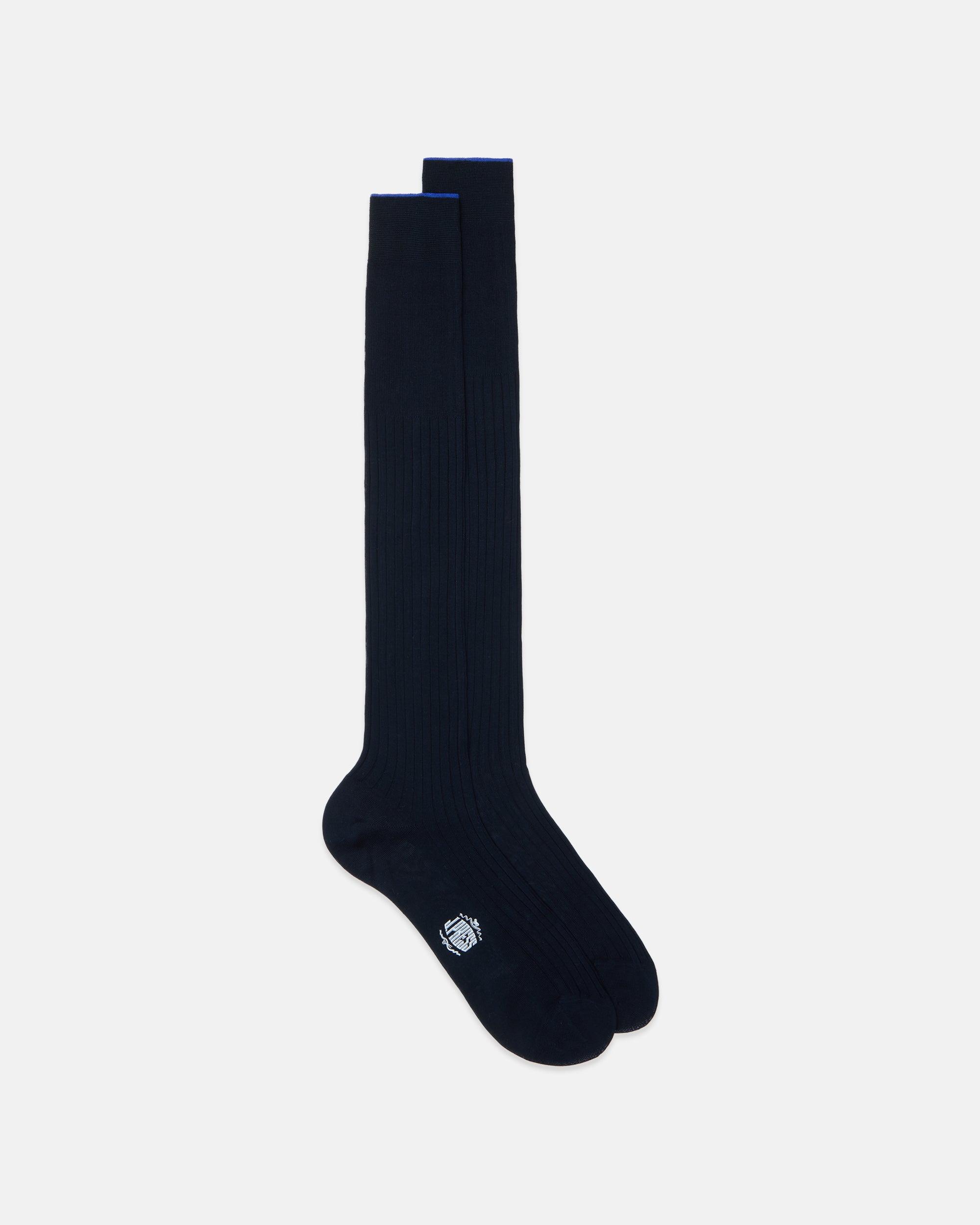 Made-in-Italy Navy Over-the Calf Cotton Socks