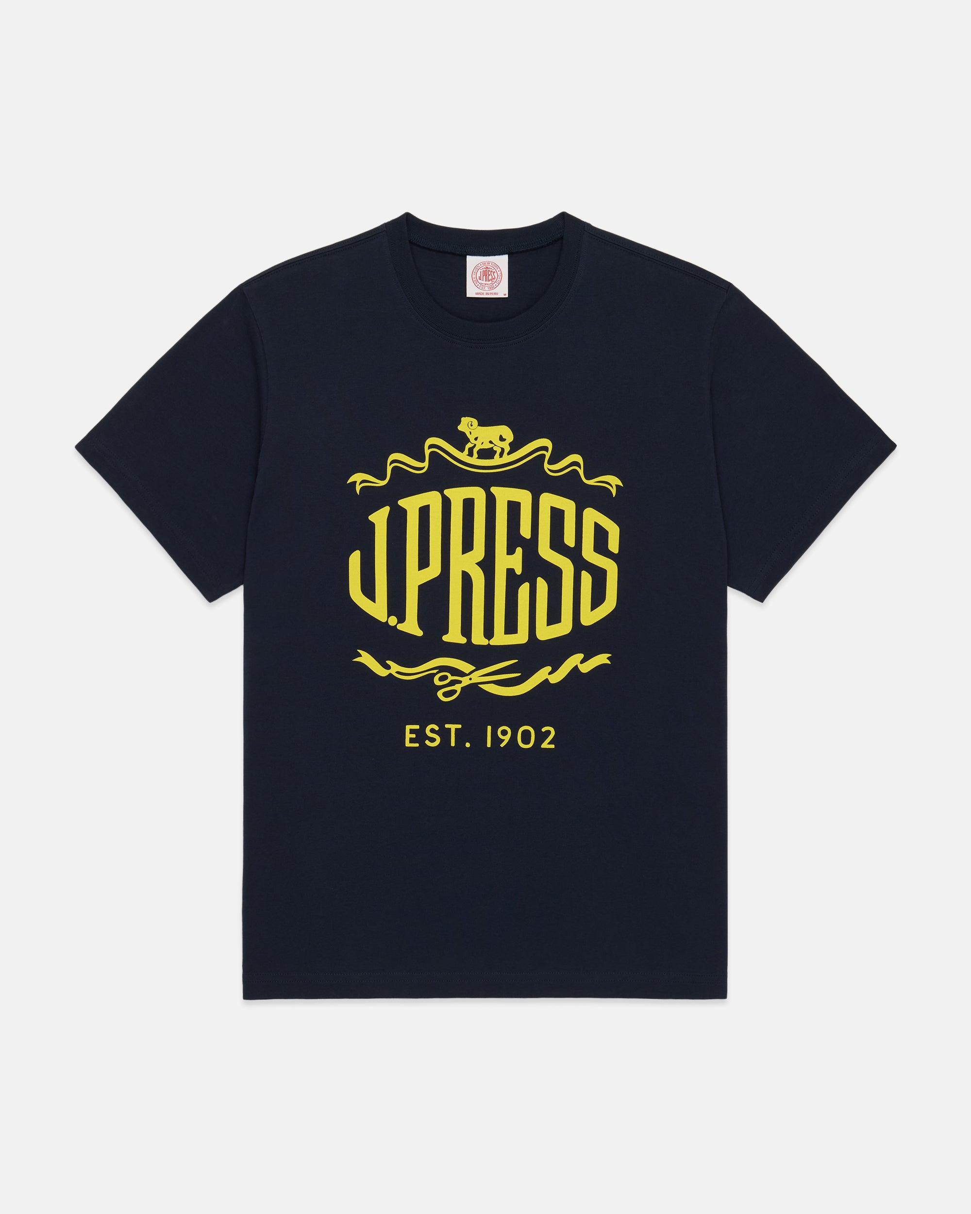 Navy J. Press "Sheep & Shears" Logo T-Shirt
