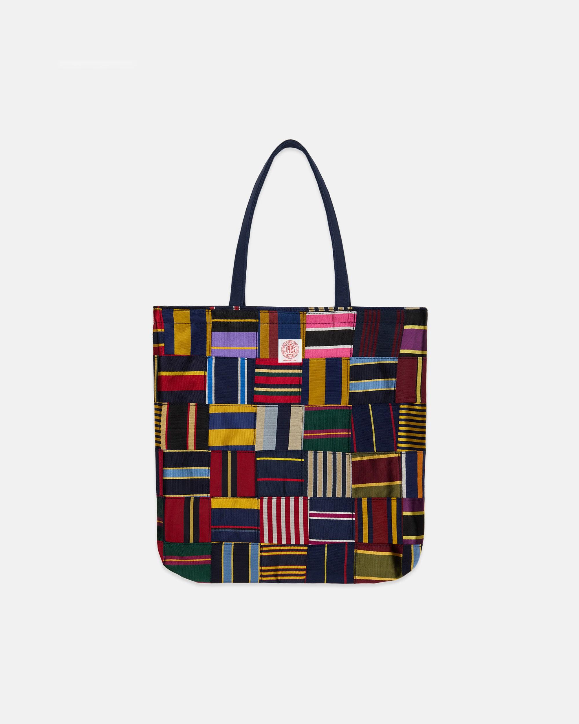 Made-in-USA Patchwork Silk Repp Tote Bag