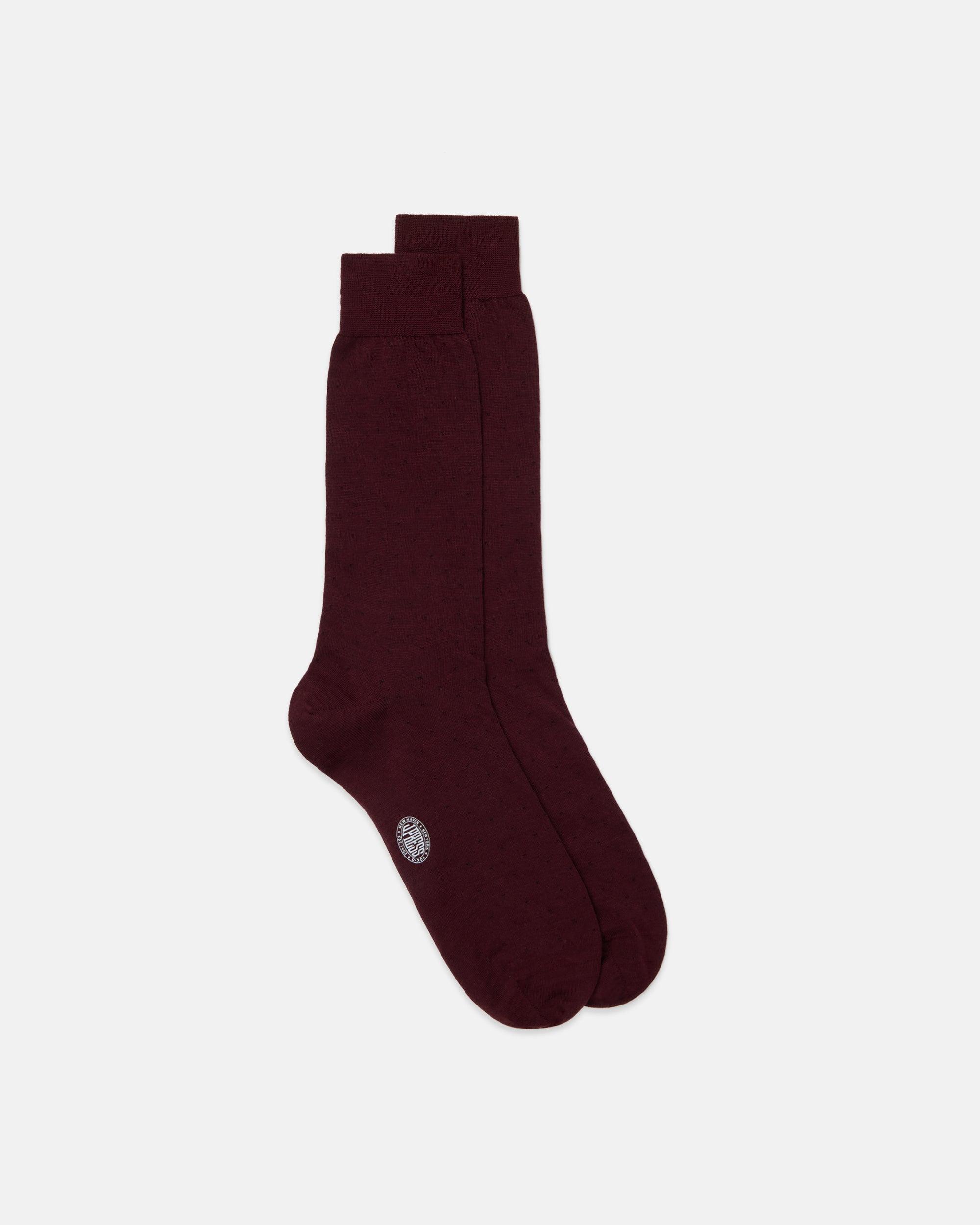 Made-in-Italy Red Mini Dot Wool Mid-Calf Socks