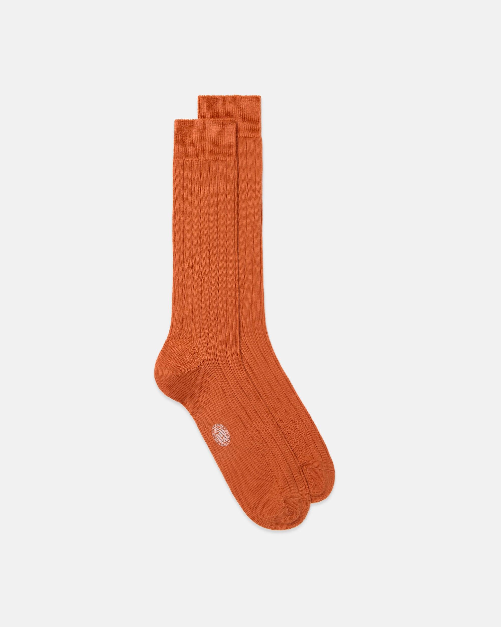 Made-in-Italy Orange Wool Mid-Calf Socks