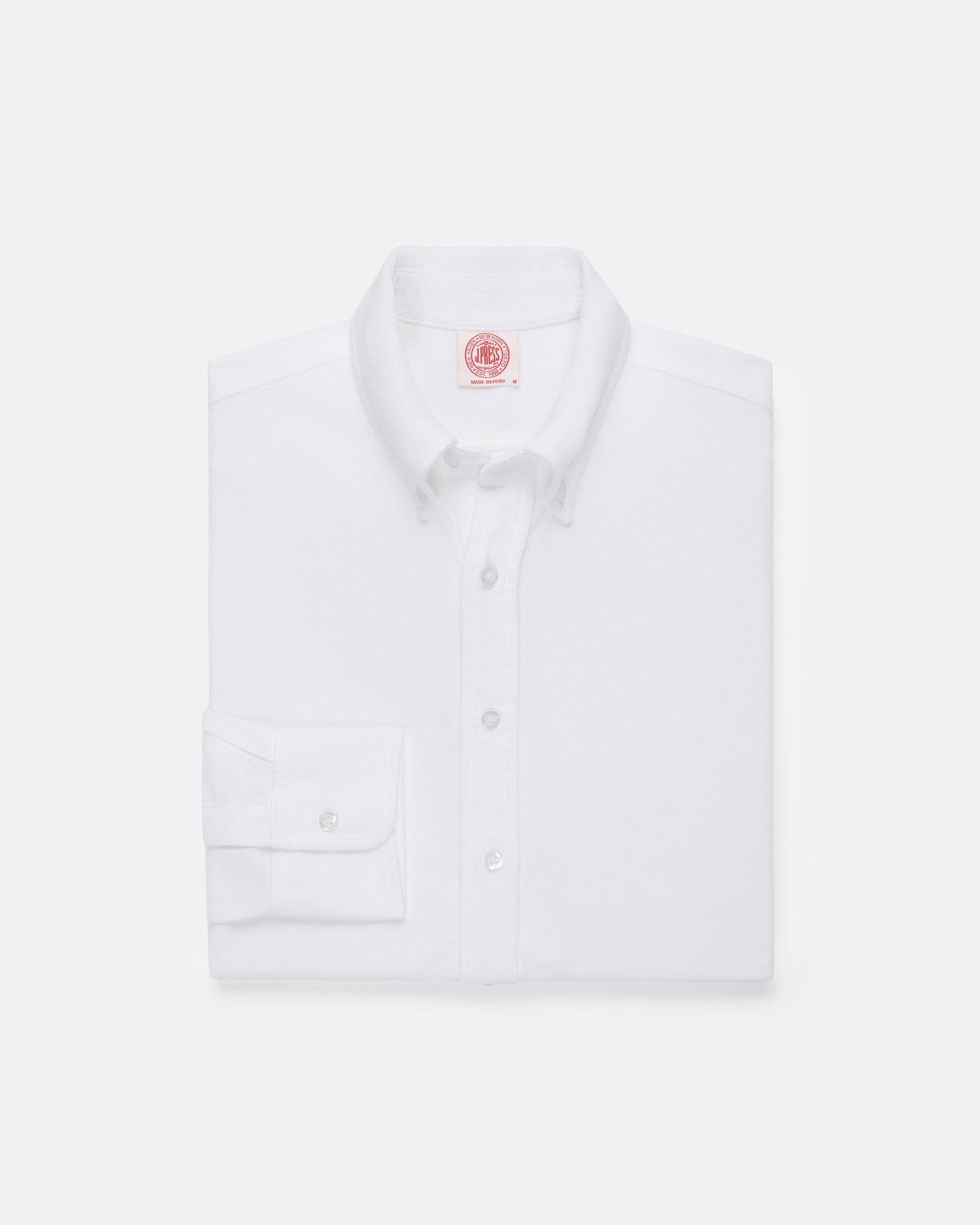 White Pique Button Down Shirt
