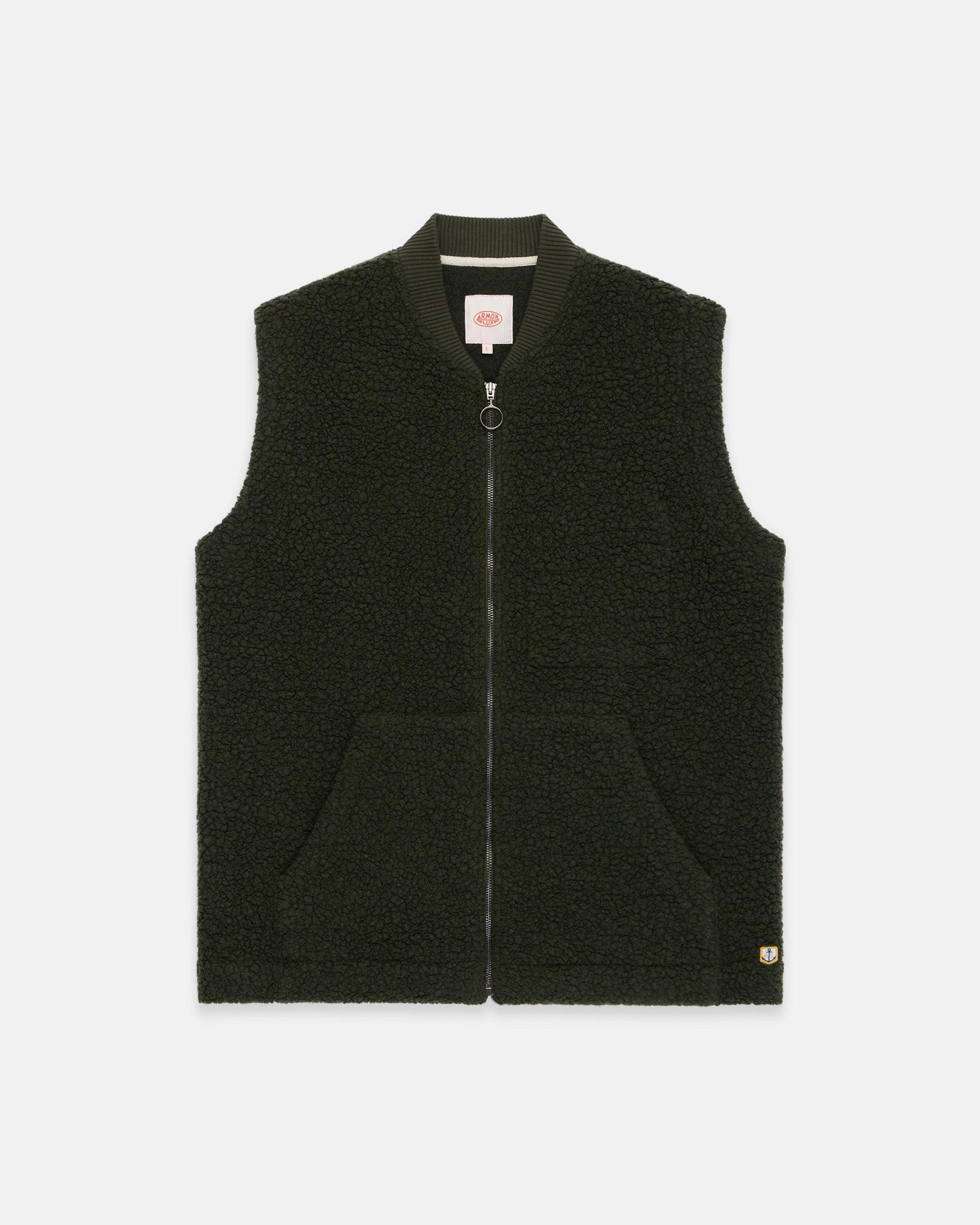 Olive Sherpa Fleece Vest