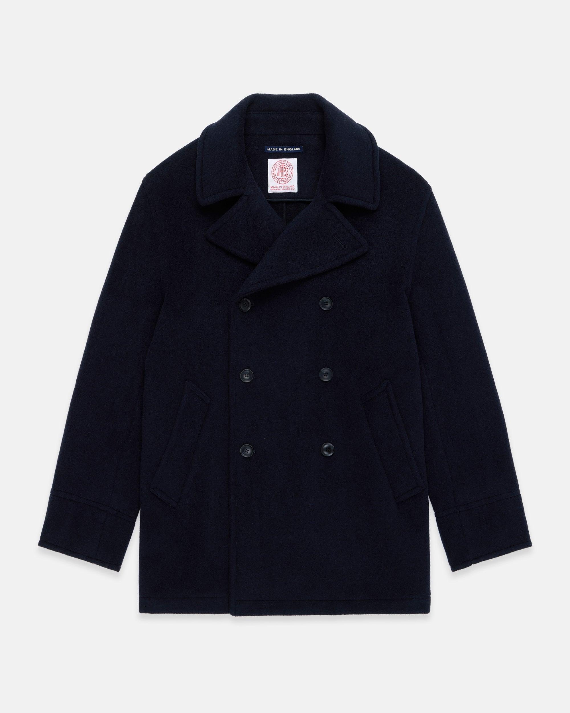 Made-in-England Navy Melton Wool Peacoat