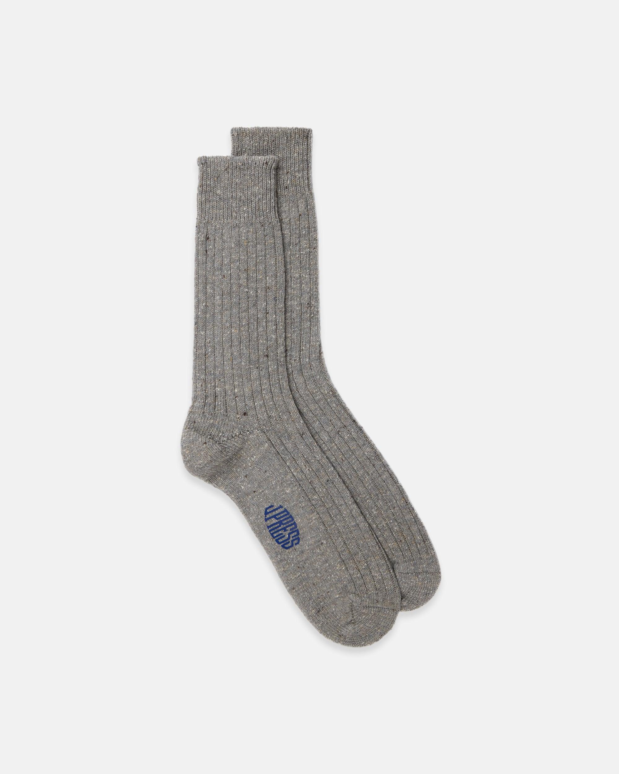 Made-in-UK Light Grey Donegal Wool Socks