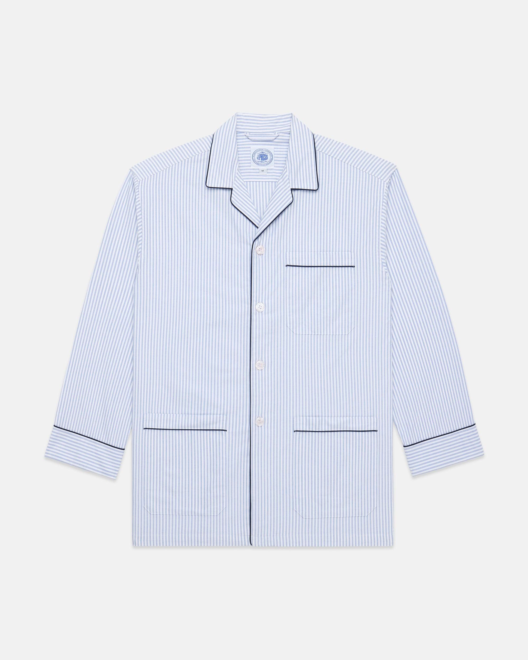 Made-in-Canada Blue University Stripe Cotton Oxford Cloth Pajamas