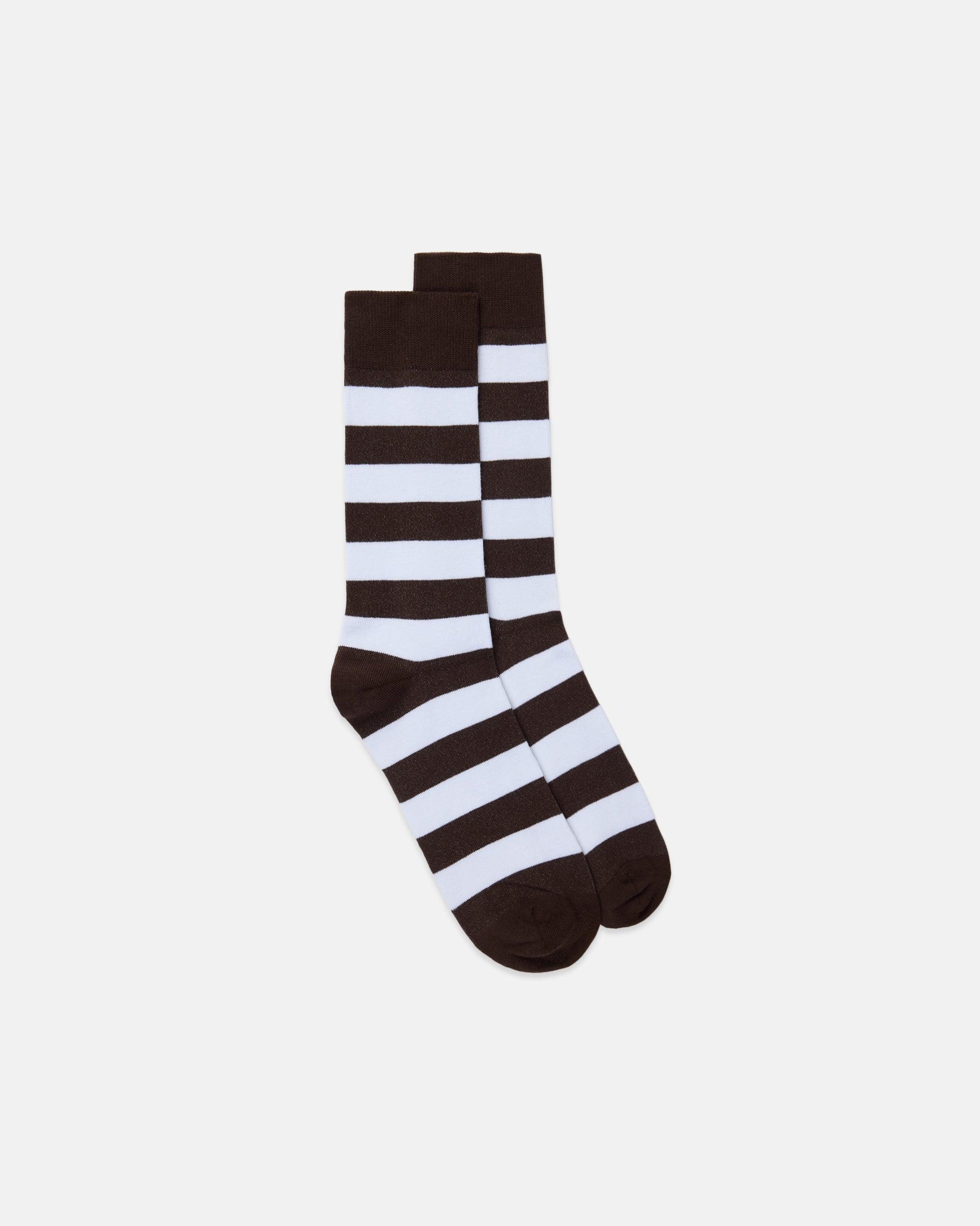 Horizon Brown & White Hoop Stripe Cotton Socks