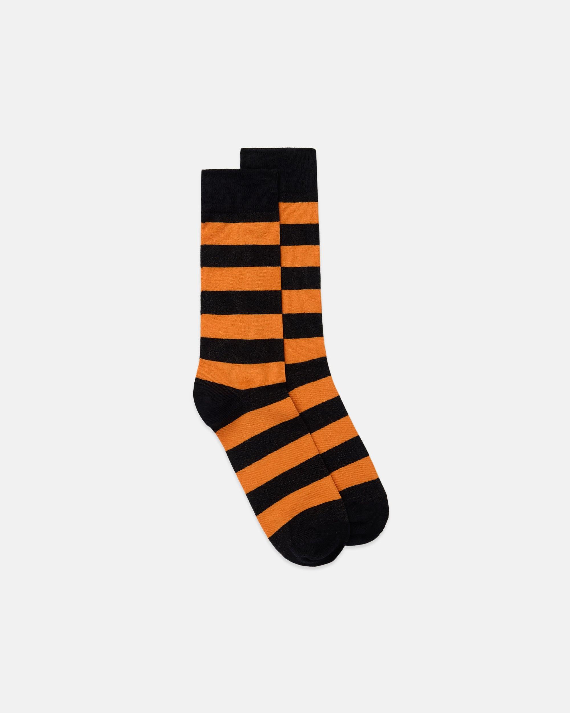 Black & Orange Hoop Stripe Cotton Socks