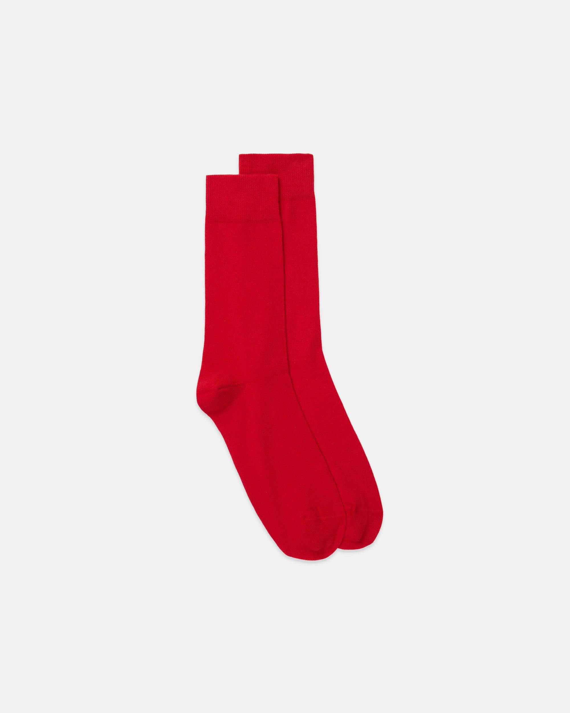 Red Cotton Crew Socks