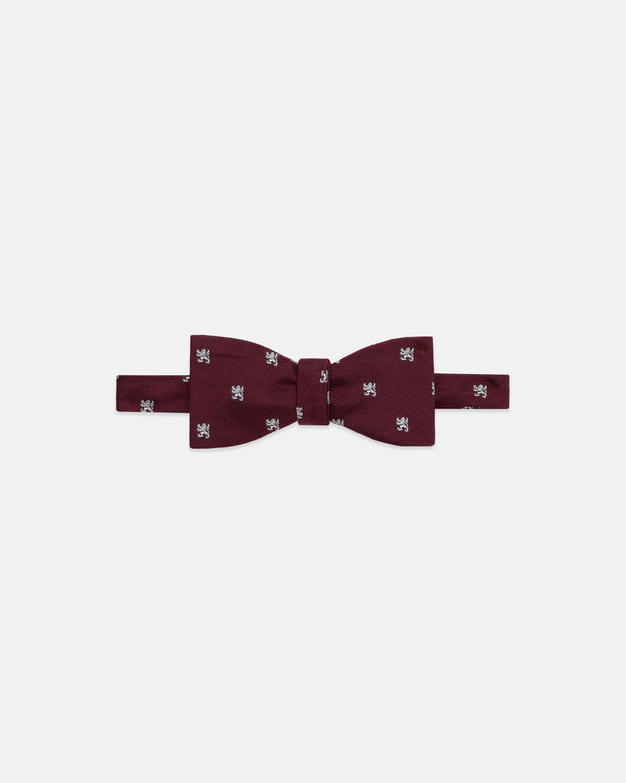 Made-in-UK Burgundy Lion Rampant Club Bow Tie