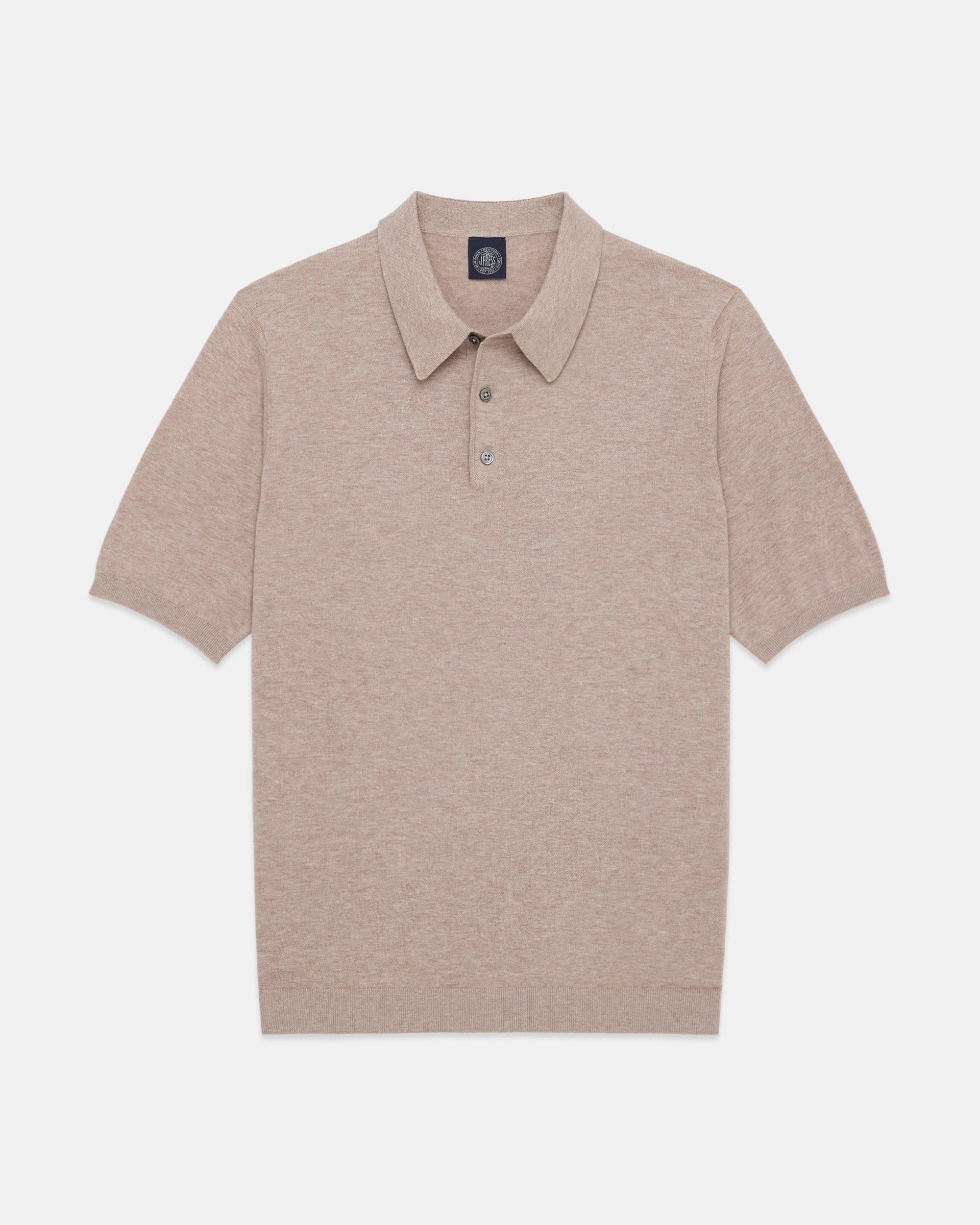 Light Brown High-Twist Cotton Polo - Trim Fit