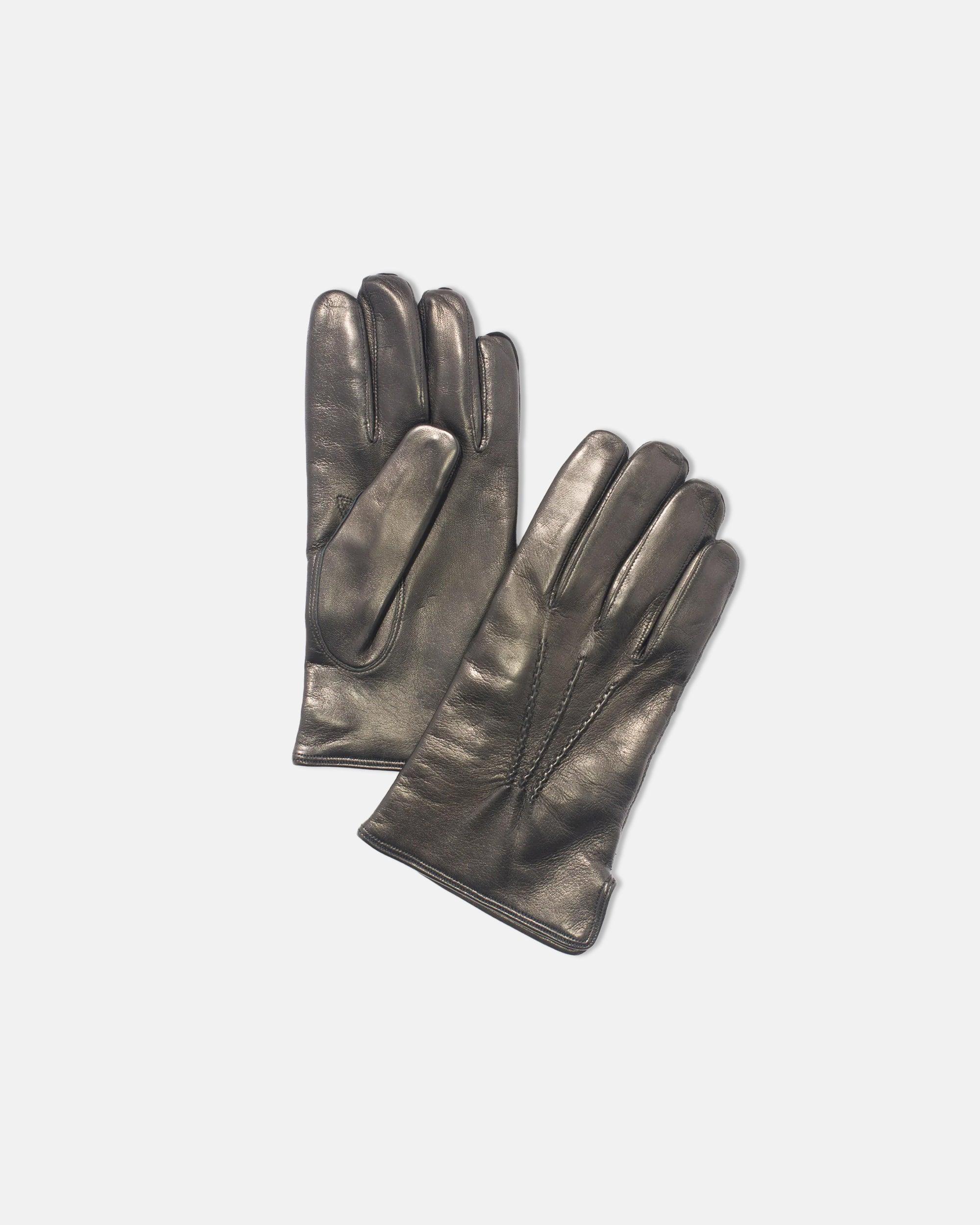 Made-in-Italy Cashmere-Lined Black Nappa Leather Gloves