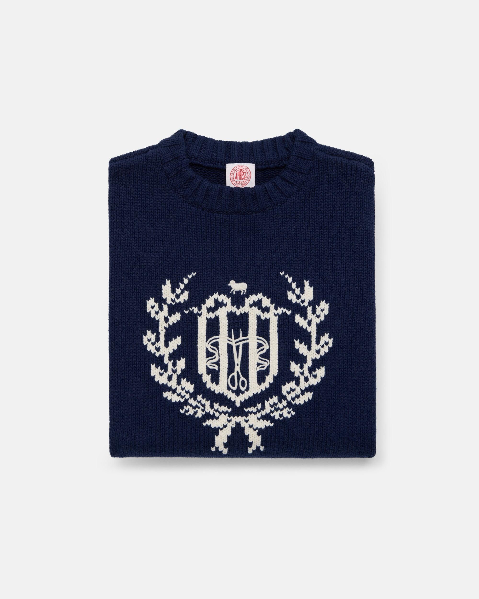 J. Press Crest Intarsia Knit Cotton Sweater