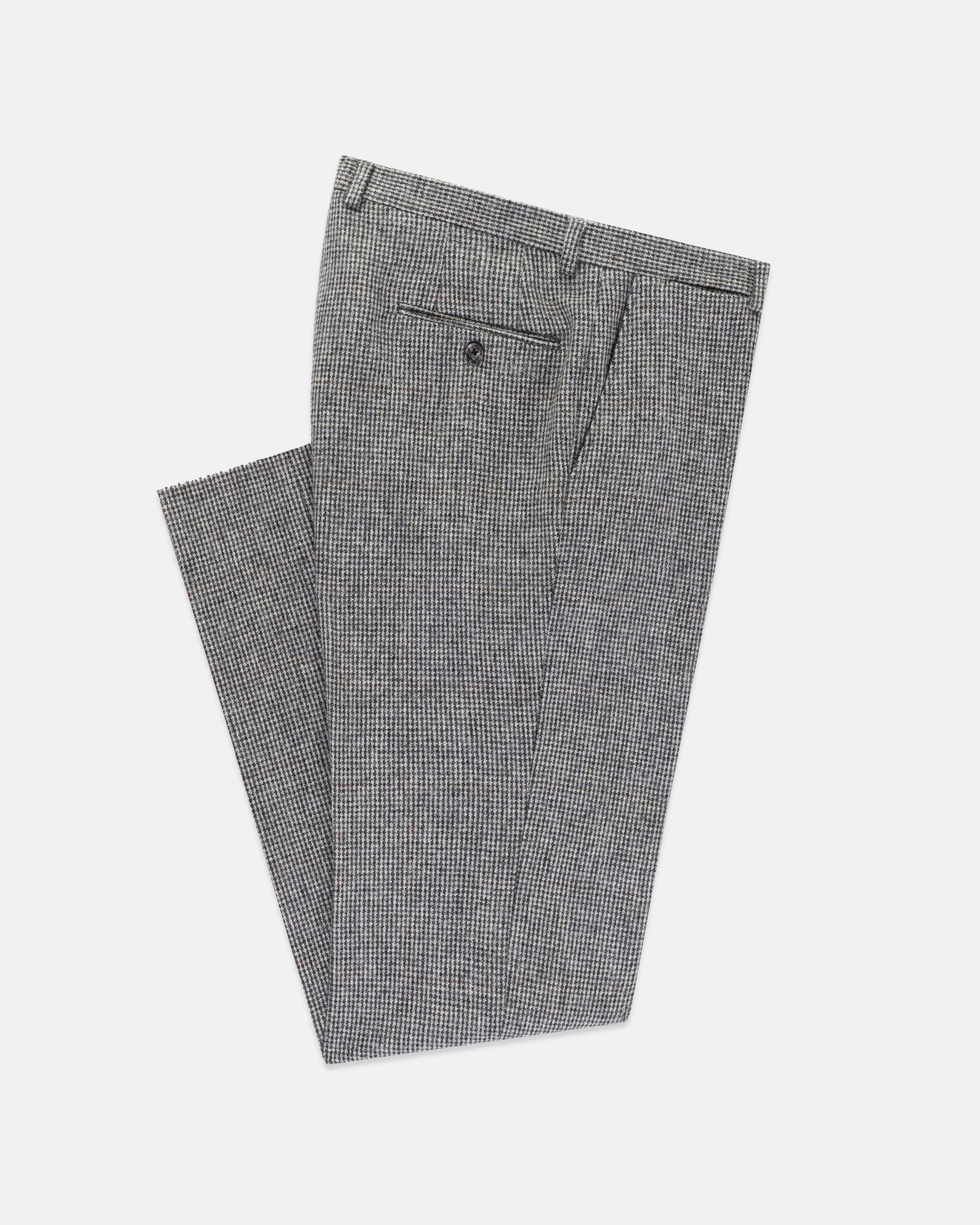 Made-in-USA Black & White Tic Cheviot Tweed Trouser