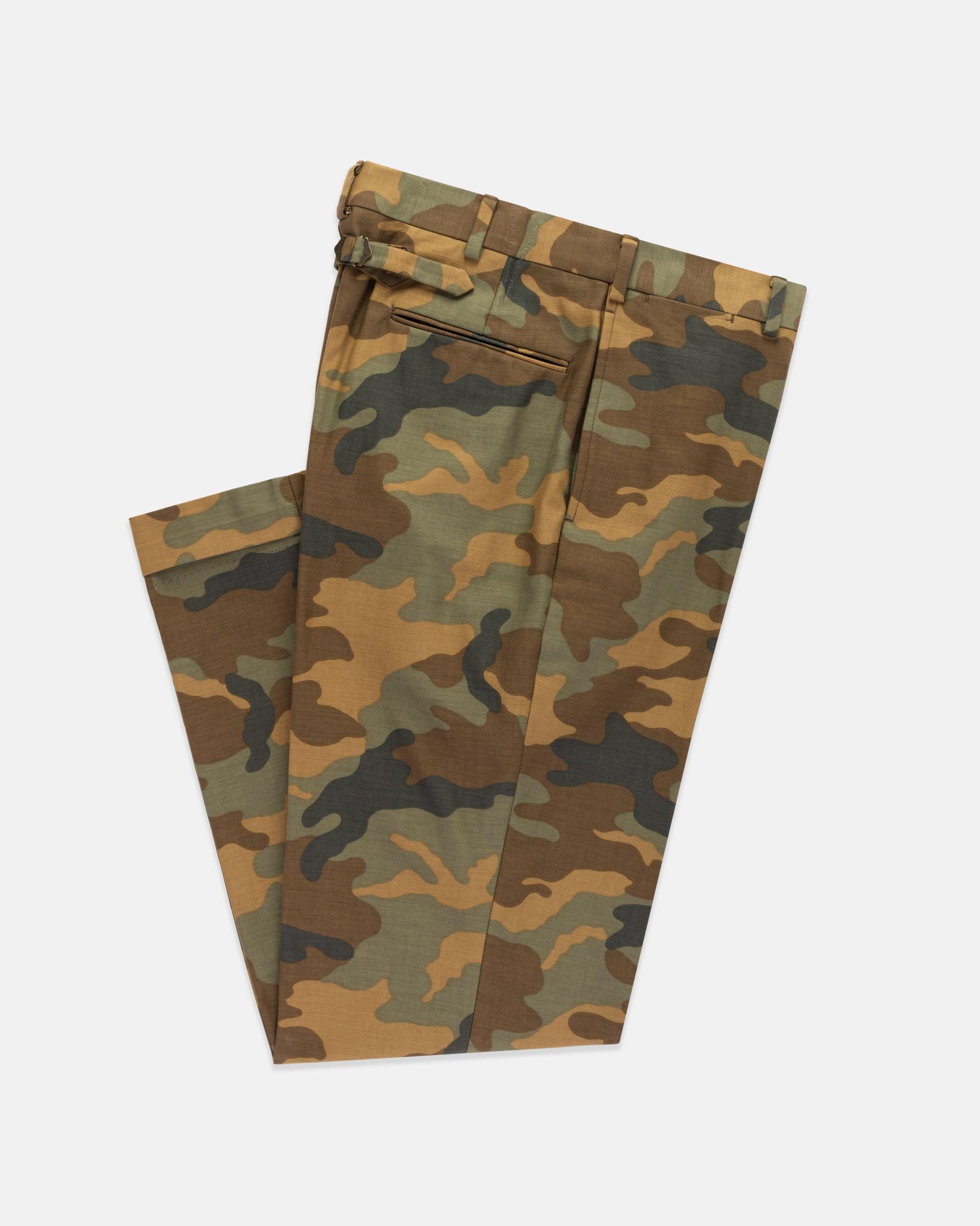 Made-in-Japan Camo Buckle-Back Cotton Pant