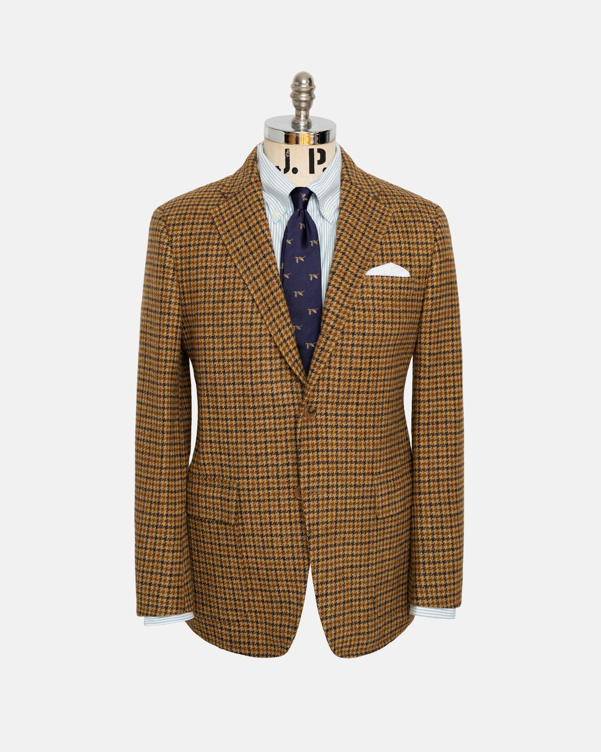 Made-in-USA Brown & Rust Check Cheviot Tweed Sport Coat