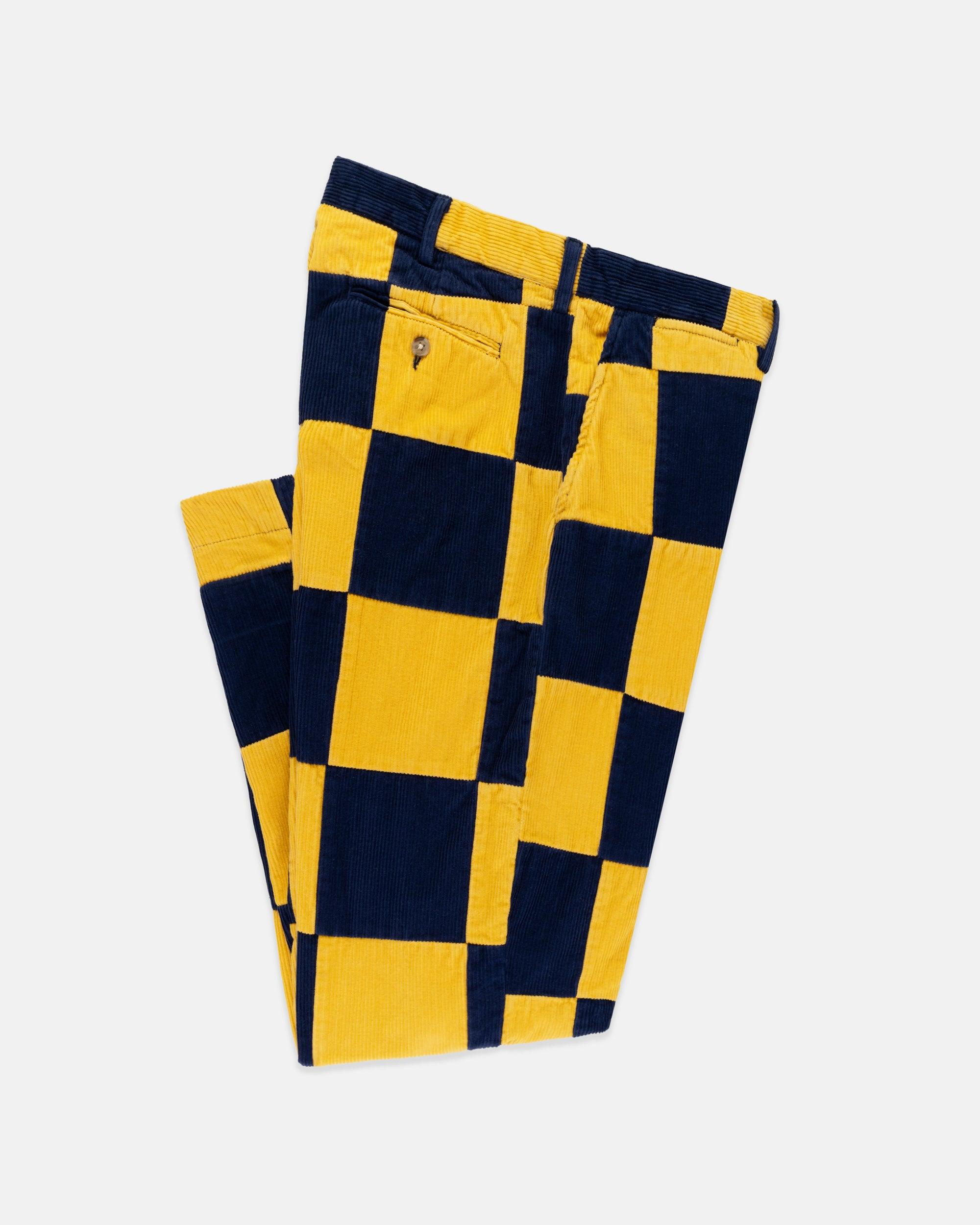 Navy & Yellow Patchwork Corduroy Pant