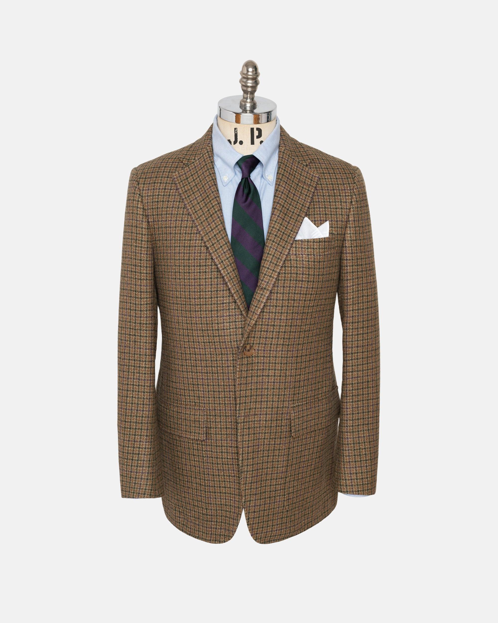 Made-in-USA Brown & Olive Check Linen-Wool Sport Coat - Custom Make