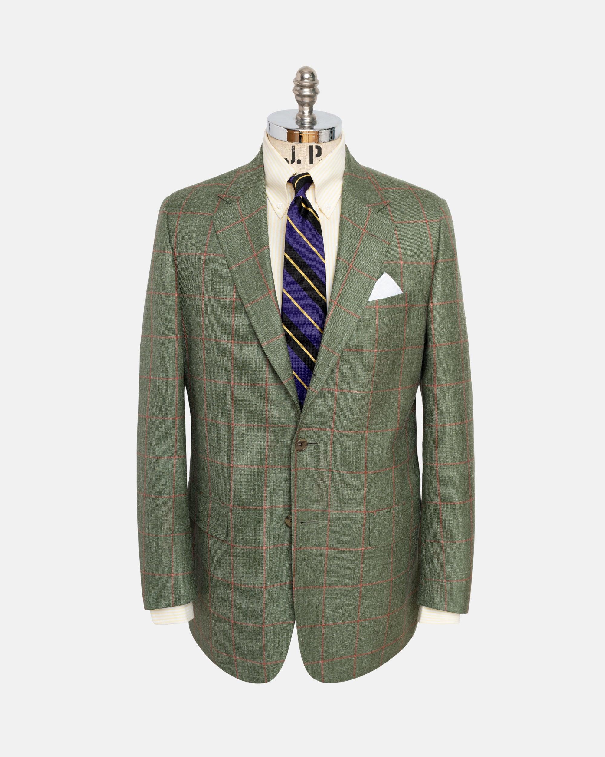Made-in-Canada Green Windowpane Wool-Silk Sport Coat - Custom Make