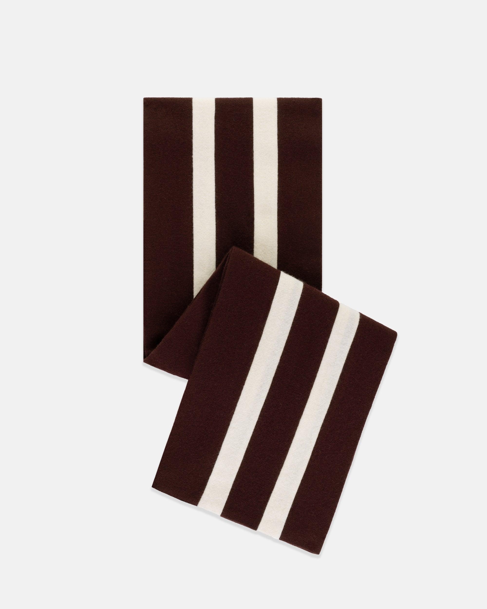 Made-in-England Brown & Double White Wool Schoolboy Muffler